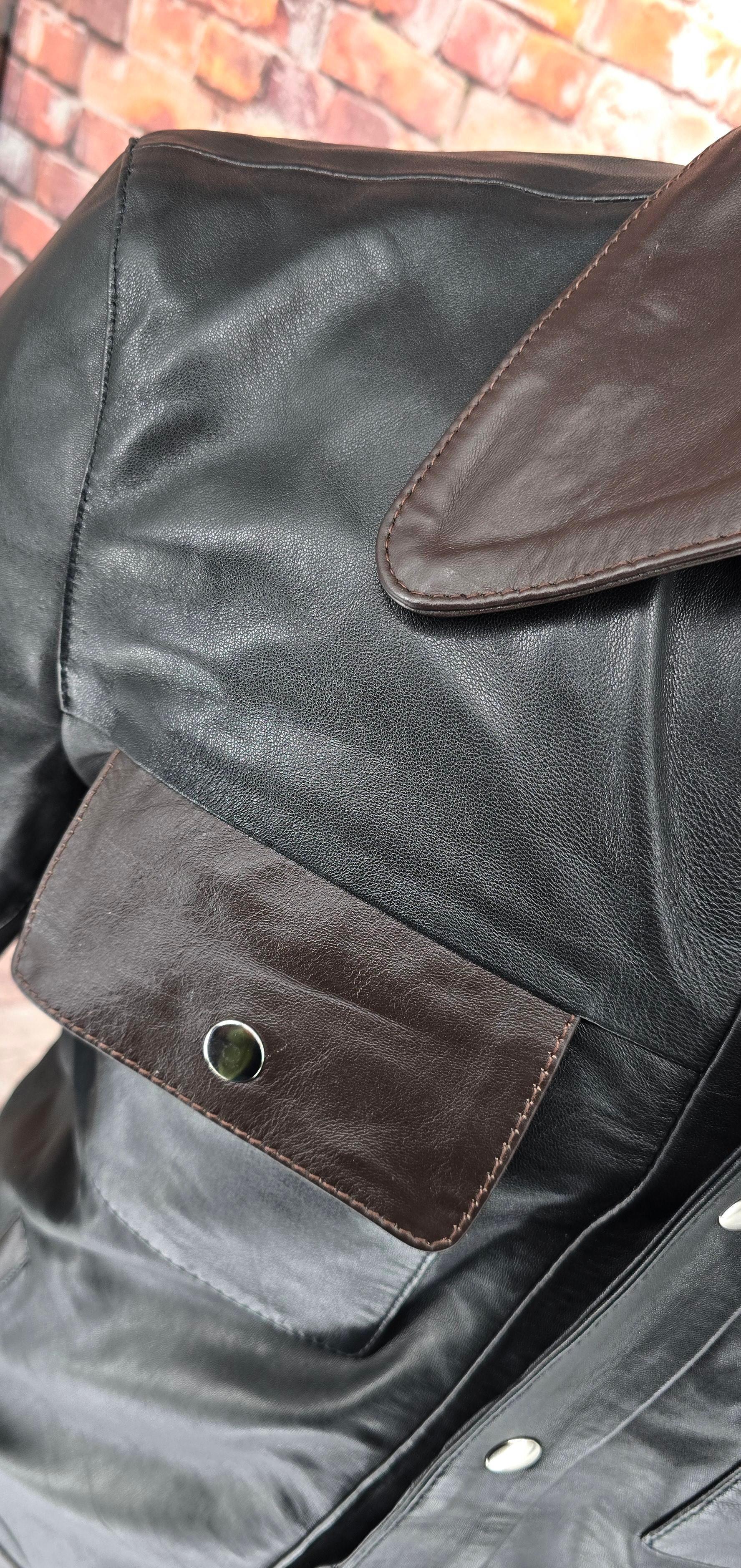 Donny - Black & Brown 70's Vintage Look Leather Jacket
