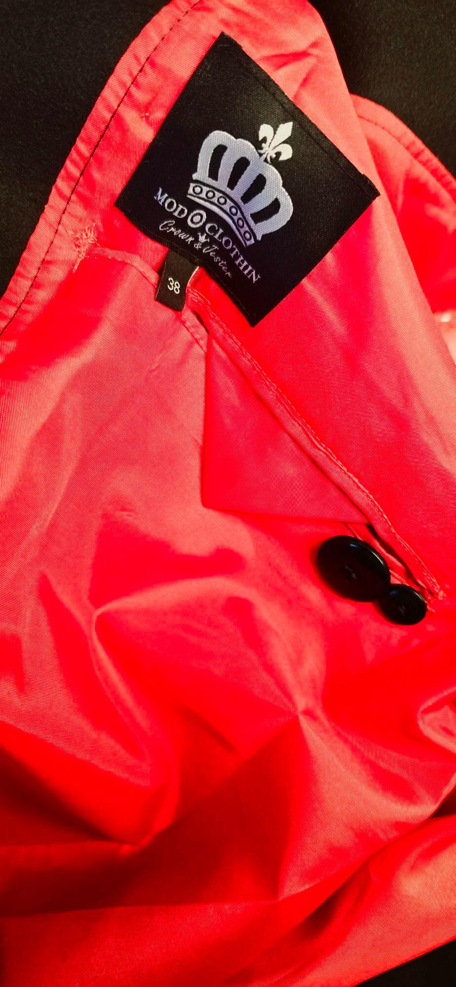 Vicky - Ladies 3/4 Length Overcoat With Red Lining