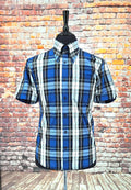 Royce - Ladies Blue White & Black Checked Short Sleeved Shirt