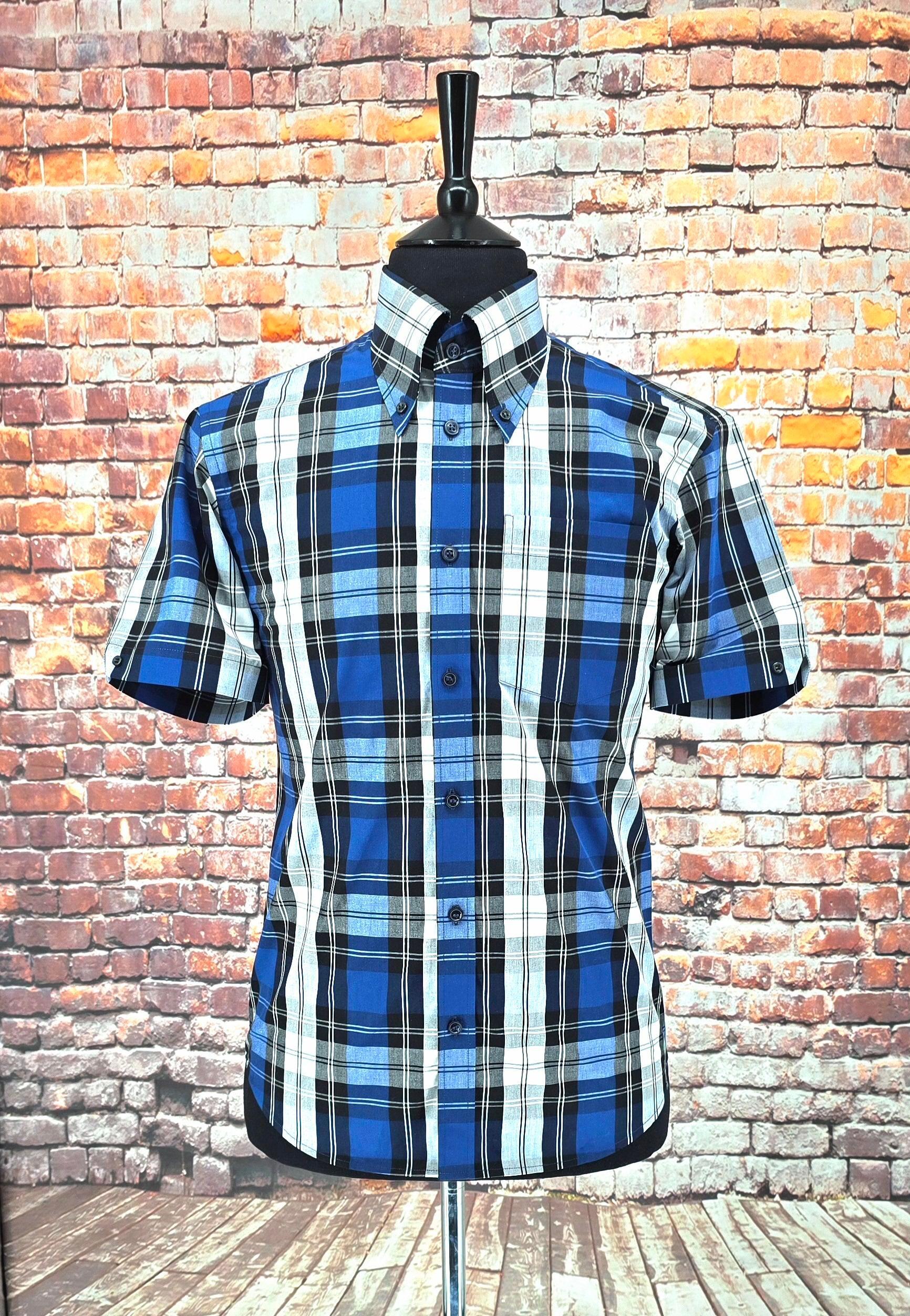 Royce - Ladies Blue White & Black Checked Short Sleeved Shirt
