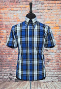 Royce - Blue White & Black Checked Short Sleeved Shirt