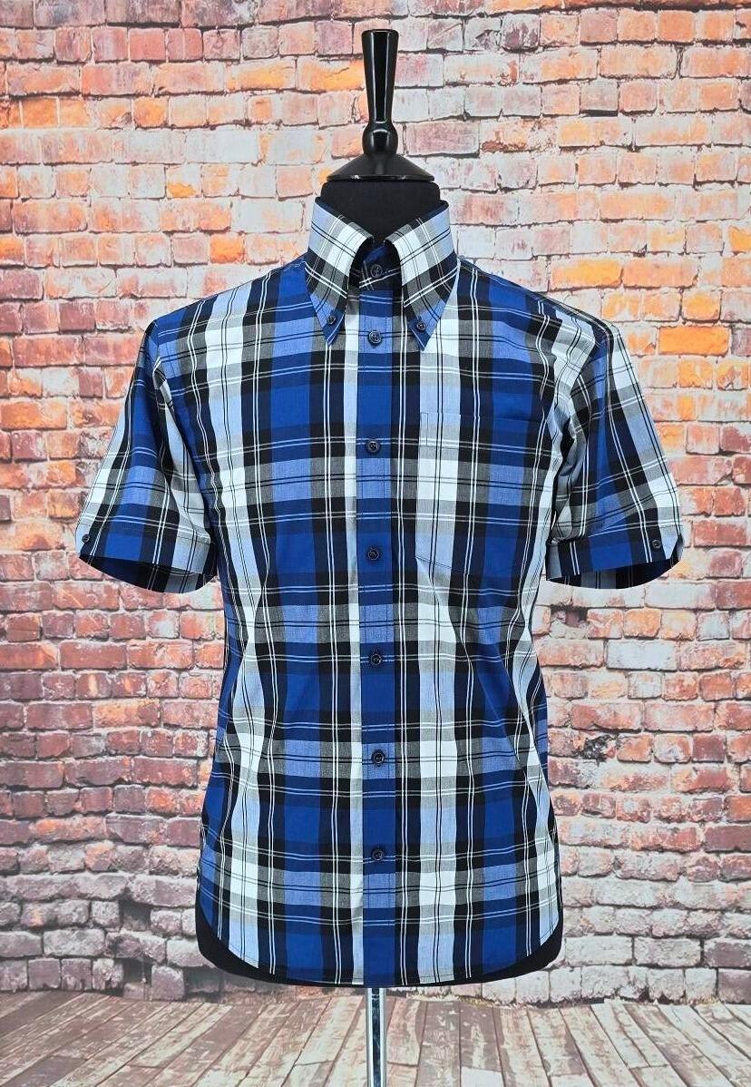 Royce - Blue White & Black Checked Short Sleeved Shirt