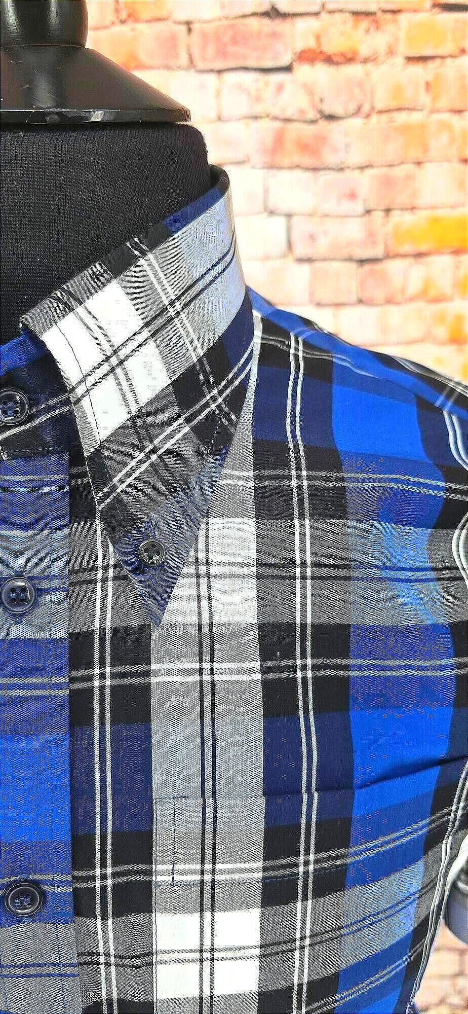 Royce - Blue White & Black Checked Short Sleeved Shirt