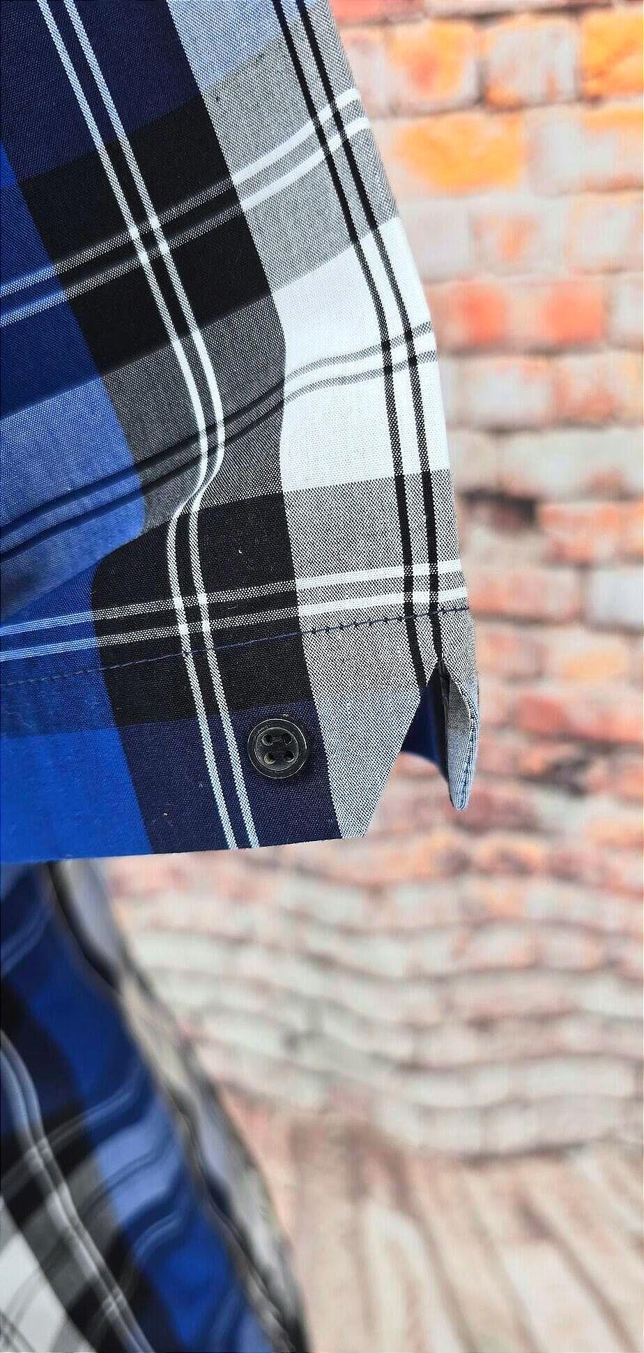 Royce - Blue White & Black Checked Short Sleeved Shirt