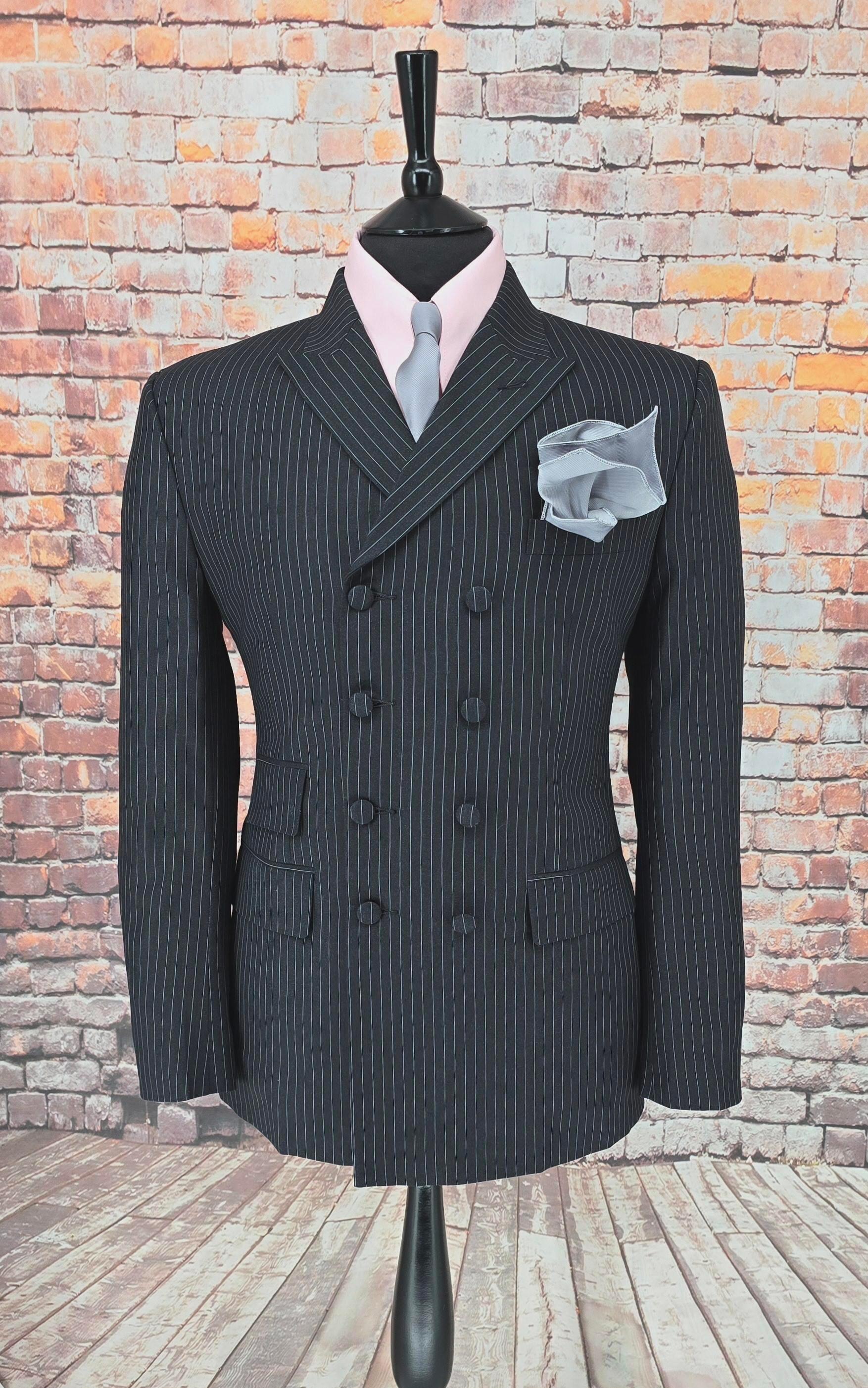 Victor - Charcoal Grey Pinstripe Double Breasted Suit