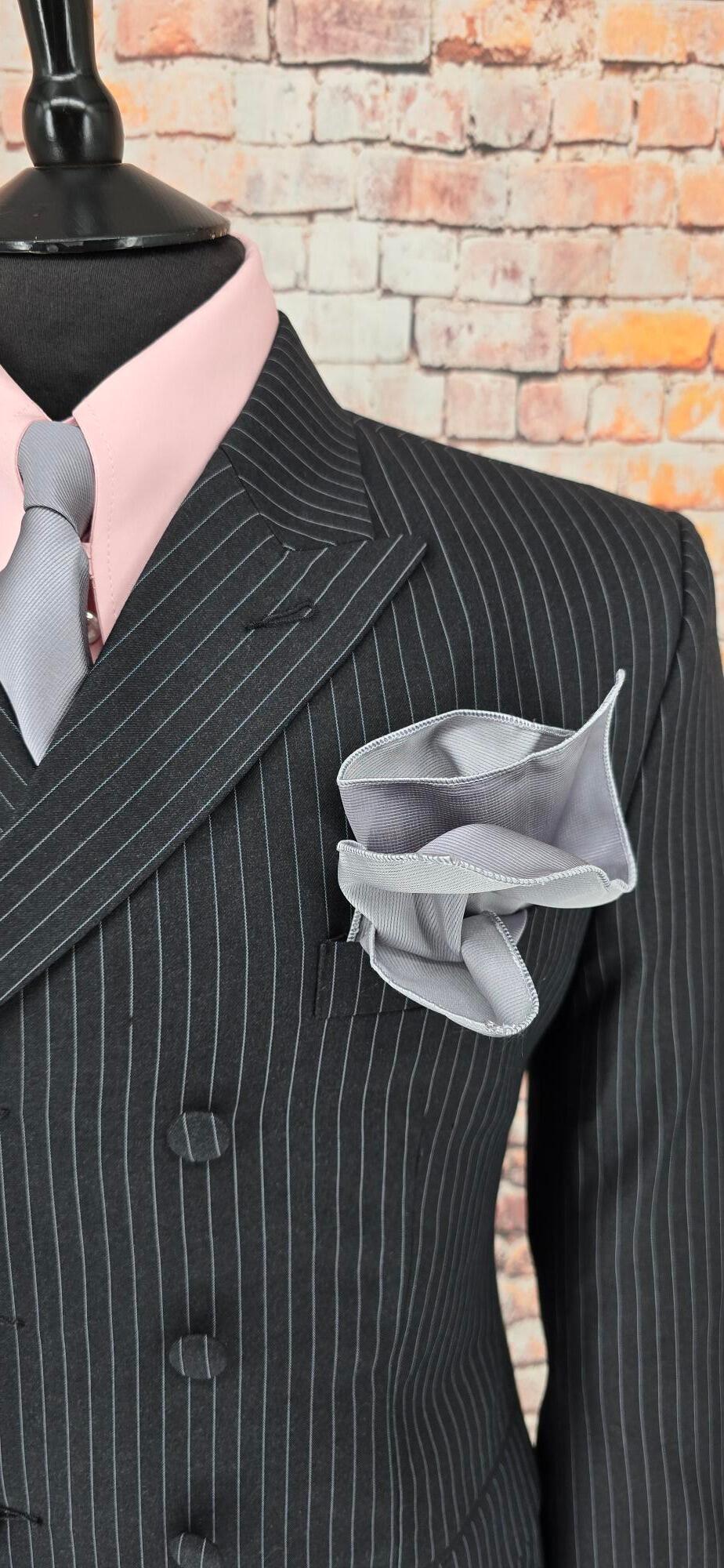 Victor - Charcoal Grey Pinstripe Double Breasted Suit