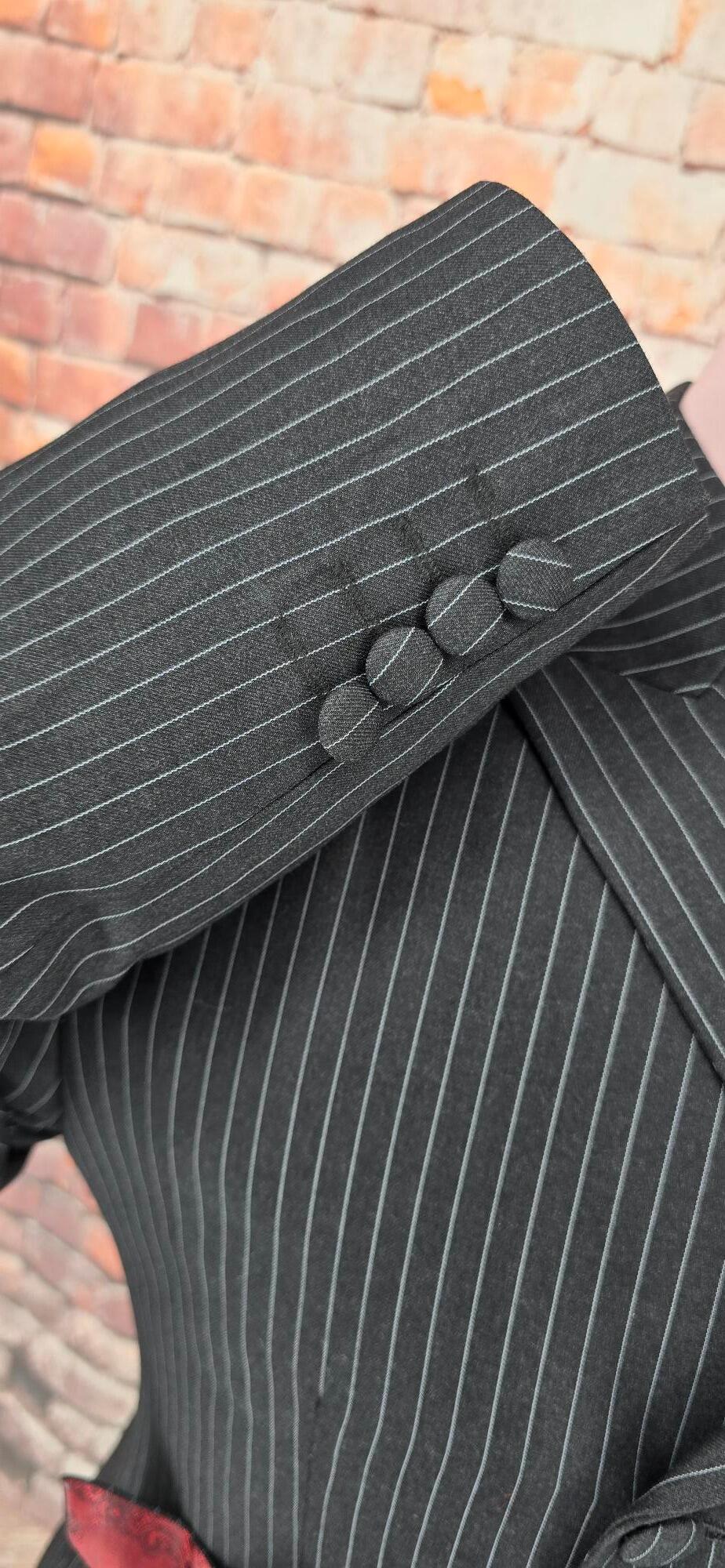 Victor - Charcoal Grey Pinstripe Double Breasted Suit