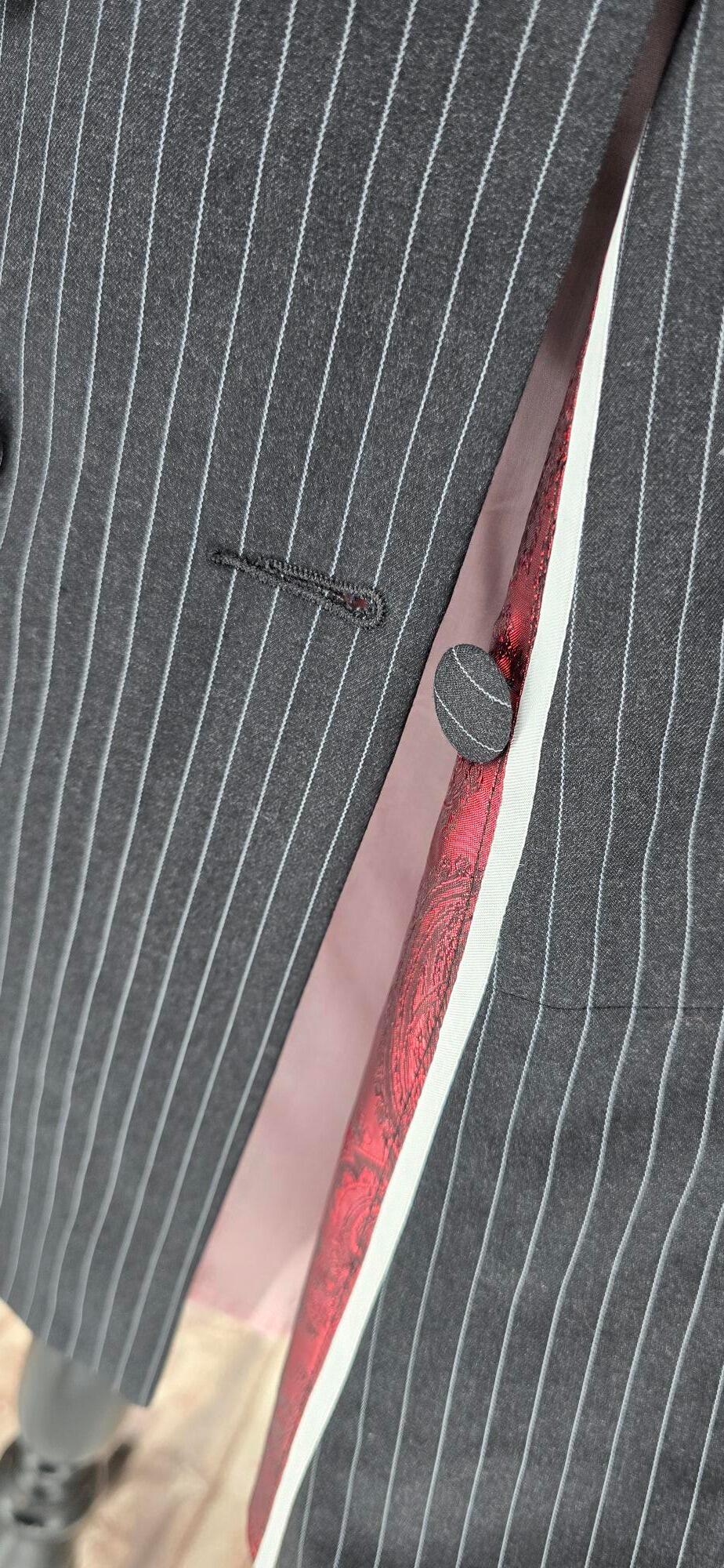 Victor - Charcoal Grey Pinstripe Double Breasted Suit