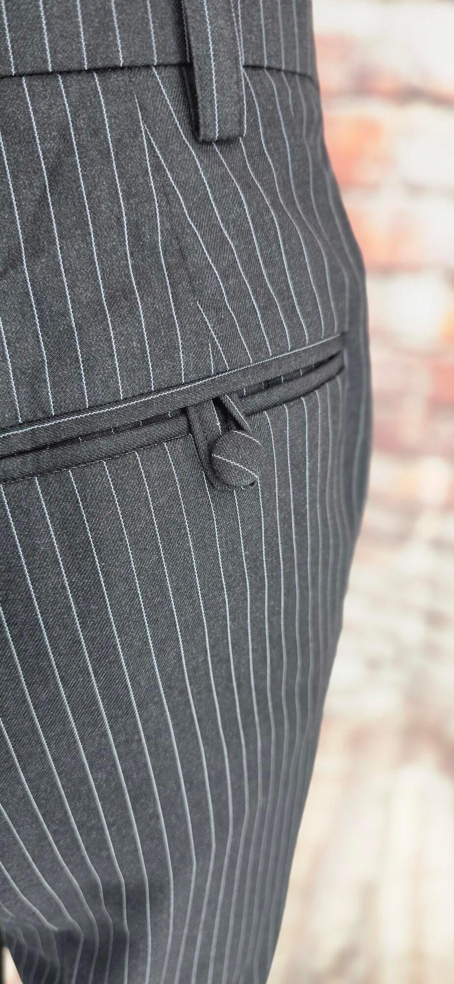 Victor - Charcoal Grey Pinstripe Double Breasted Suit