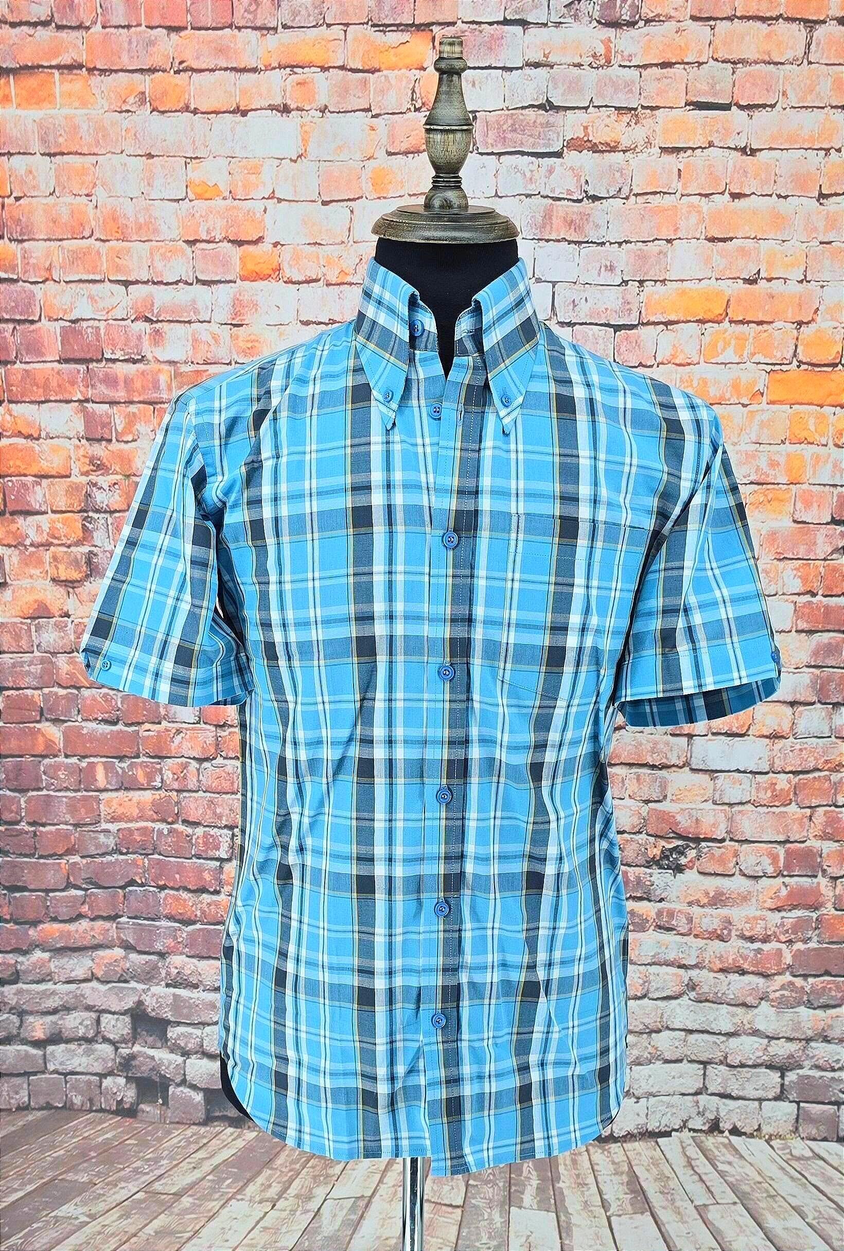 Delmore - Blue Checked Short Sleeved Shirt