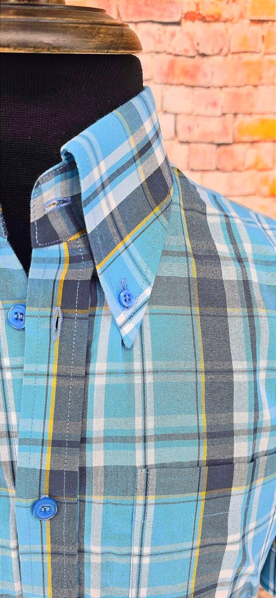 Delmore - Blue Checked Short Sleeved Shirt
