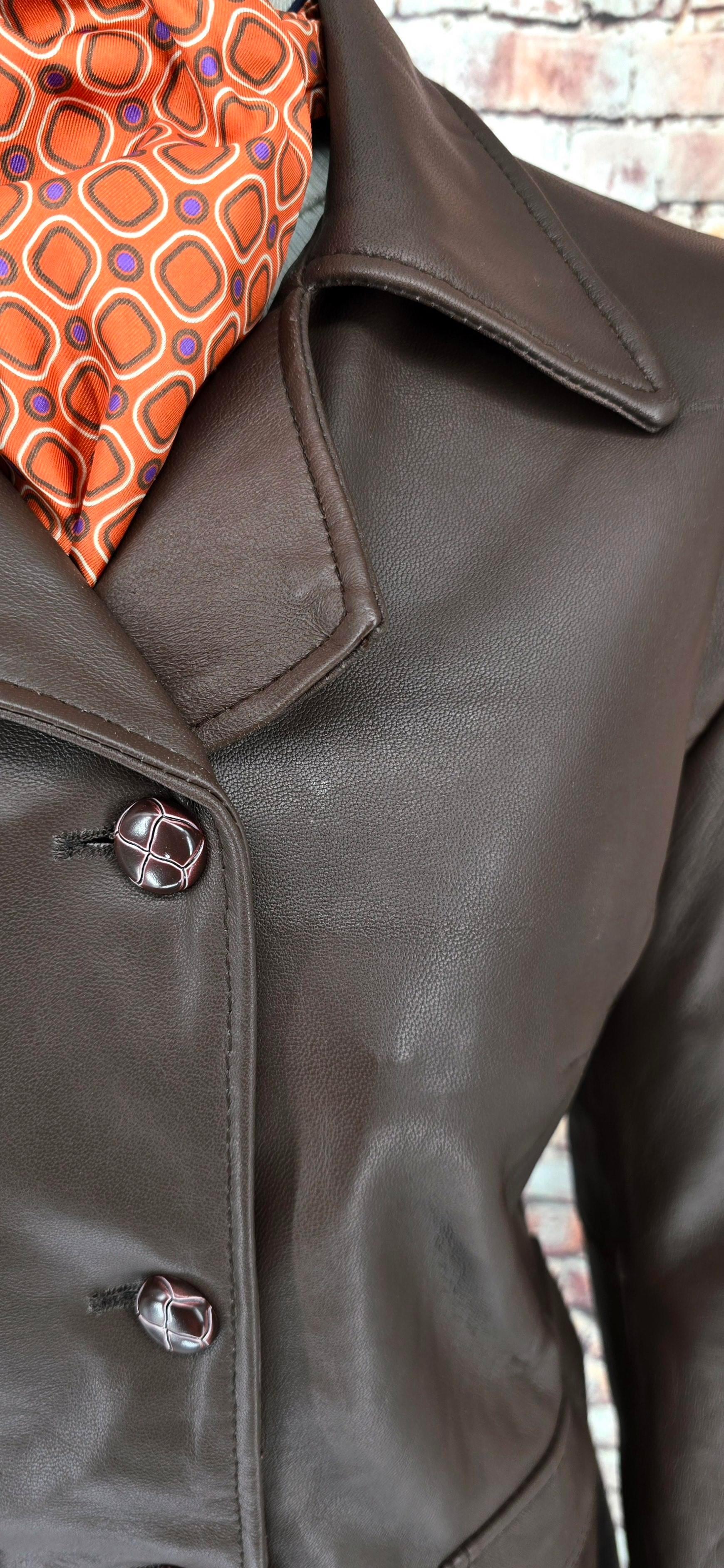 Yvette - 8 Button Double breasted Leather Coat