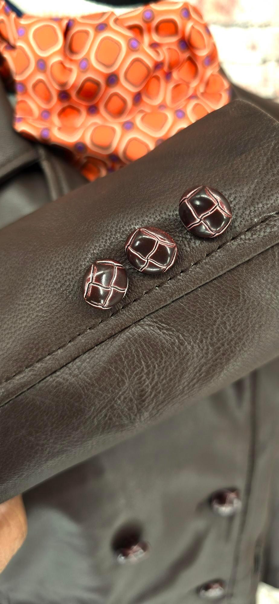 Yvette - 8 Button Double breasted Leather Coat