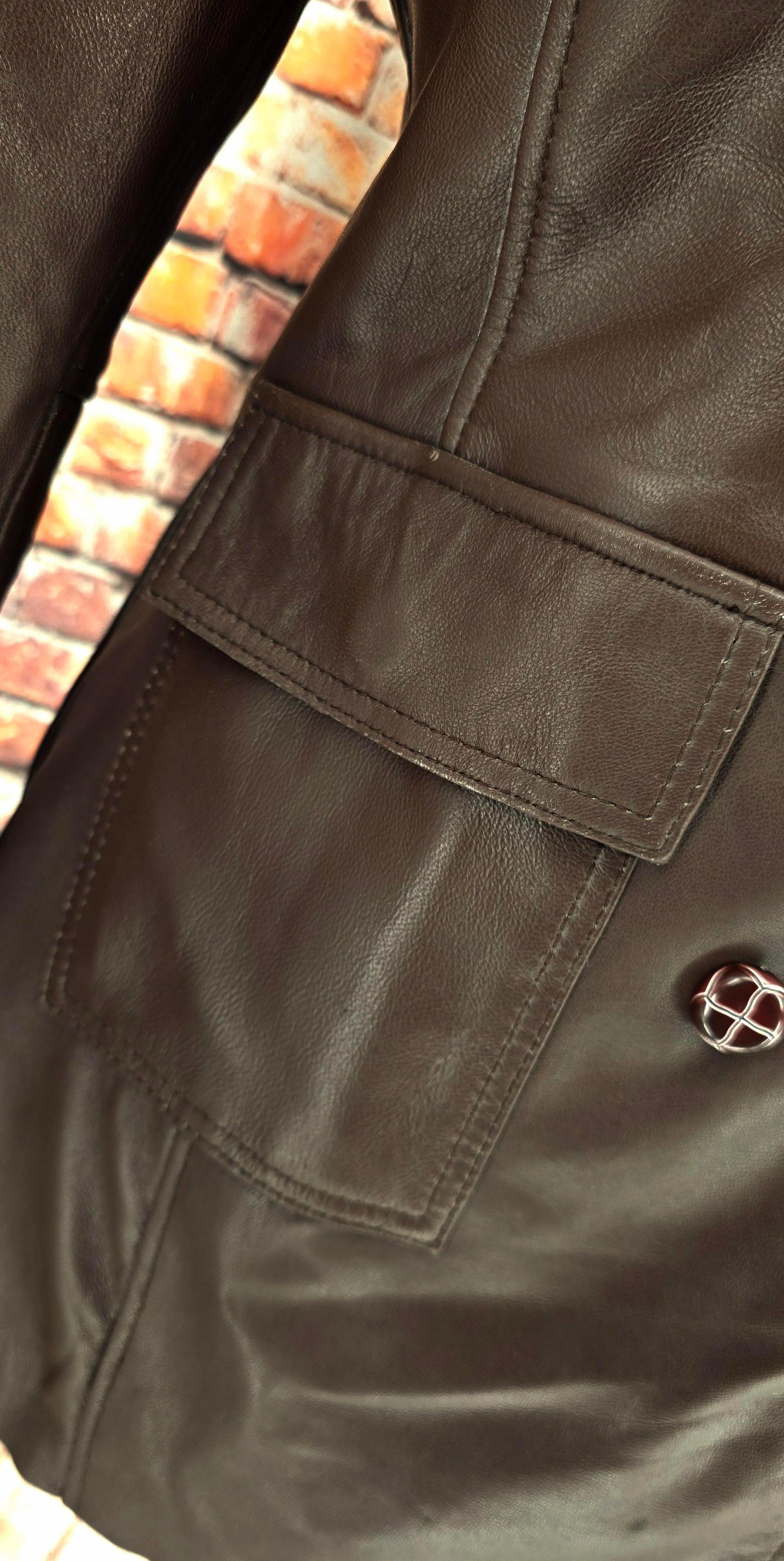 Yvette - 8 Button Double breasted Leather Coat