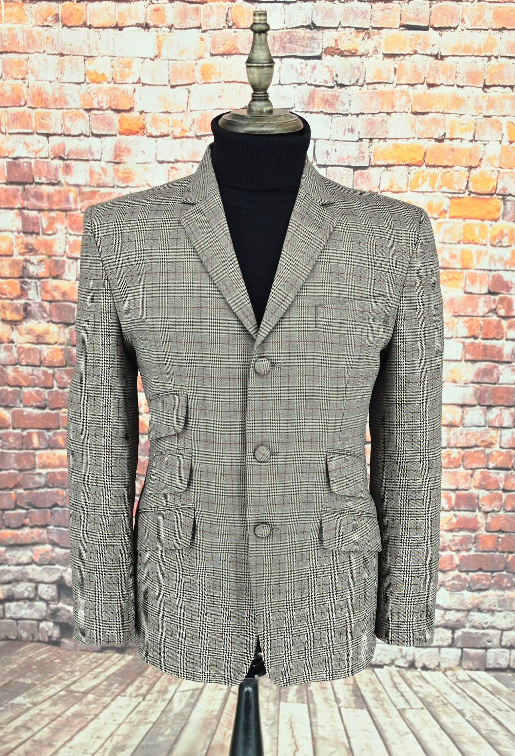 Steve Stunning Taupe - Black - Burgundy Checked Suit.