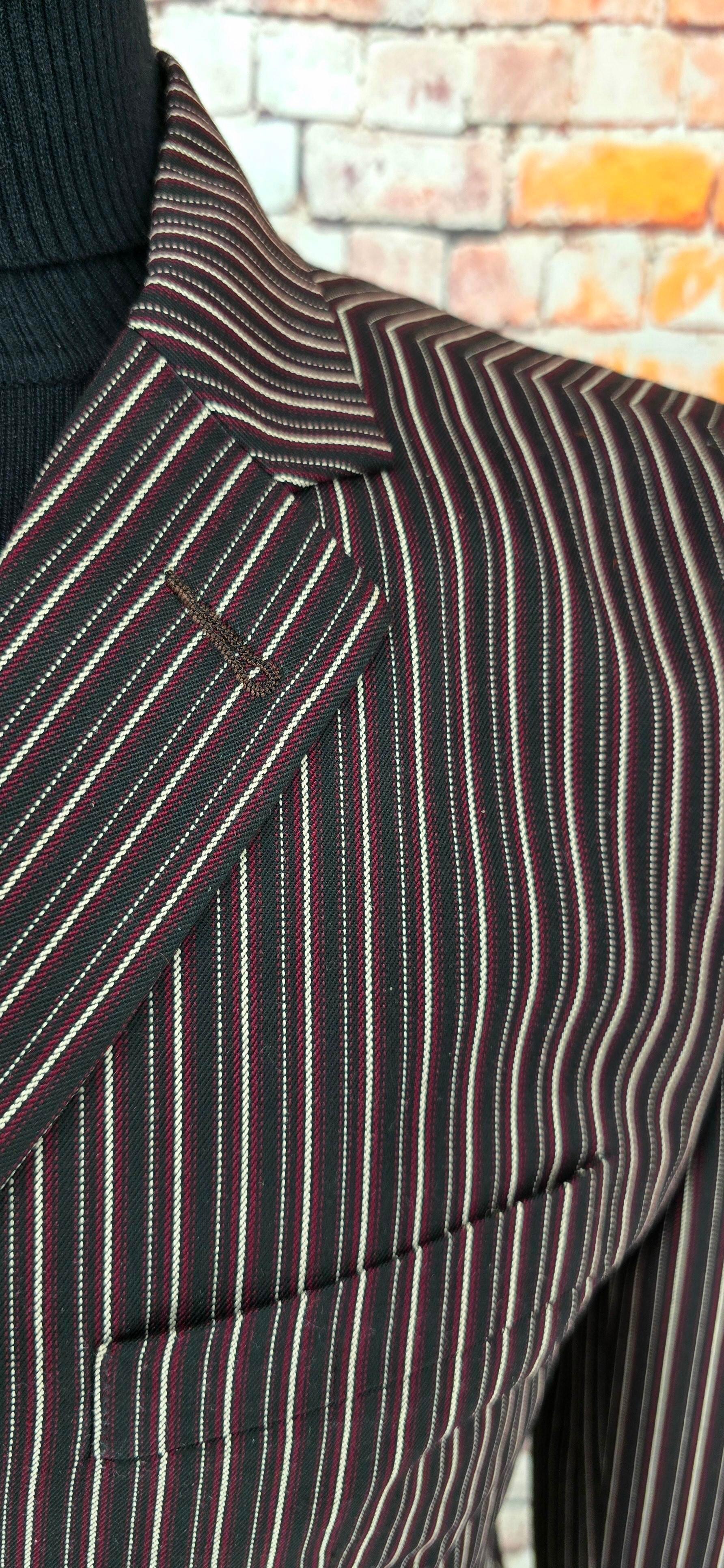 Arty - Black Taupe & Burgundy Striped Blazer