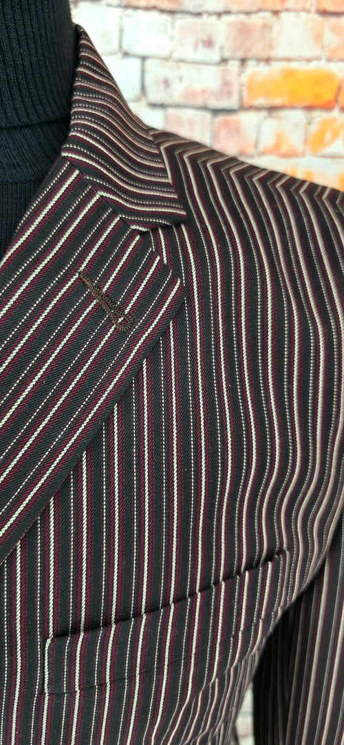 Arty - Black Taupe & Burgundy Striped Blazer