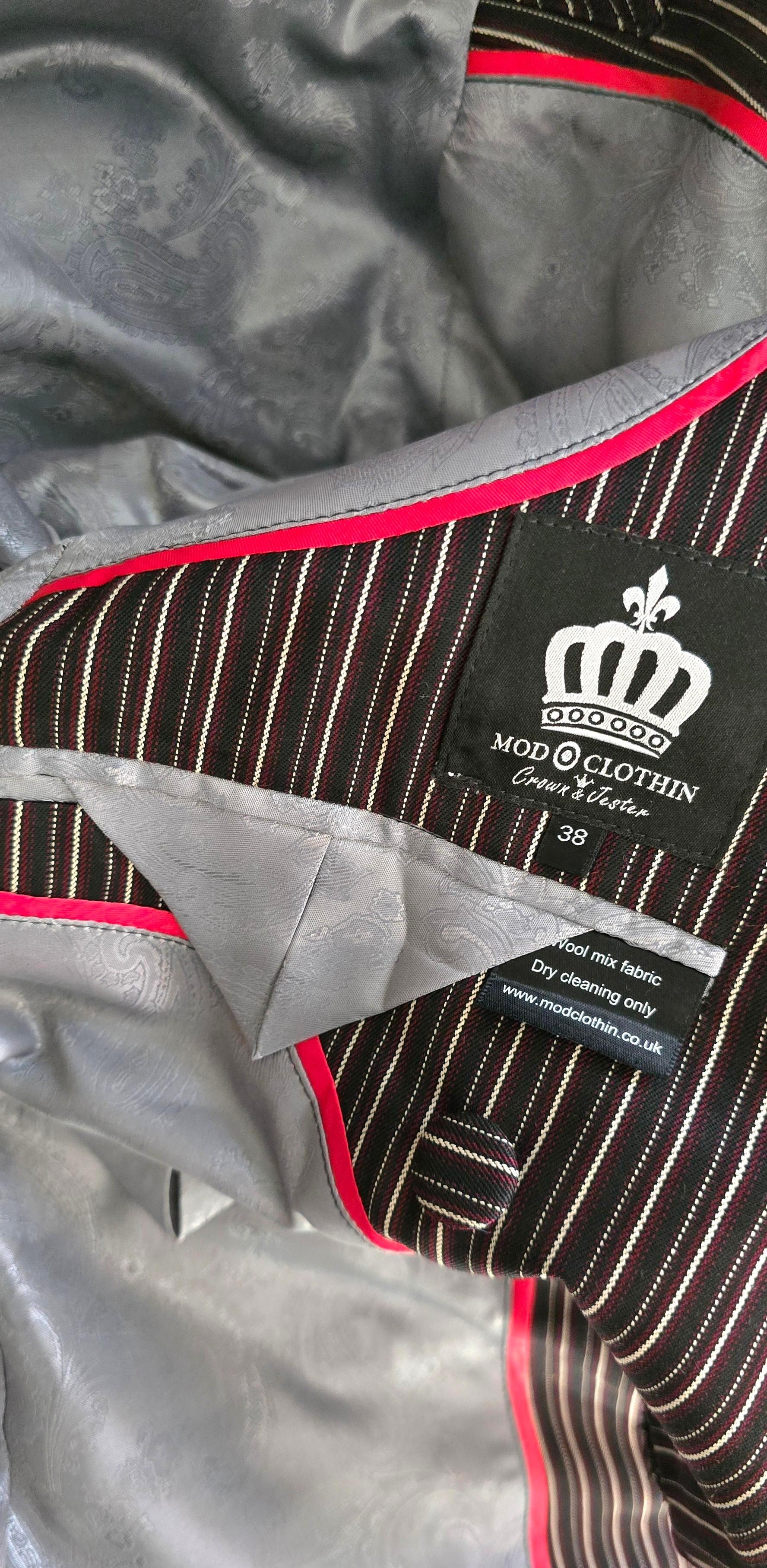 Arty - Black Taupe & Burgundy Striped Blazer