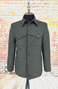 Cuthbert - Olive & Mauve Checked Jacket
