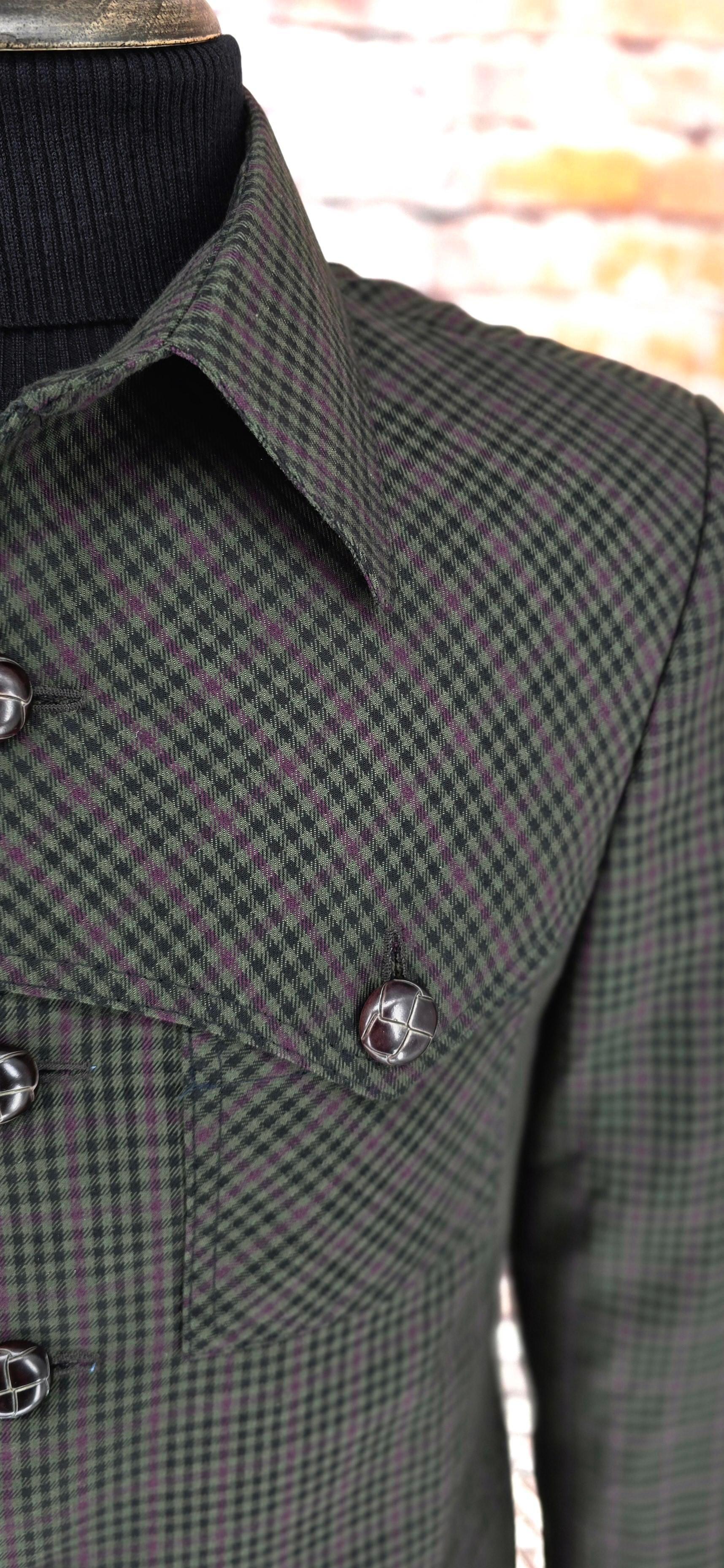 Cuthbert - Olive & Mauve Checked Jacket