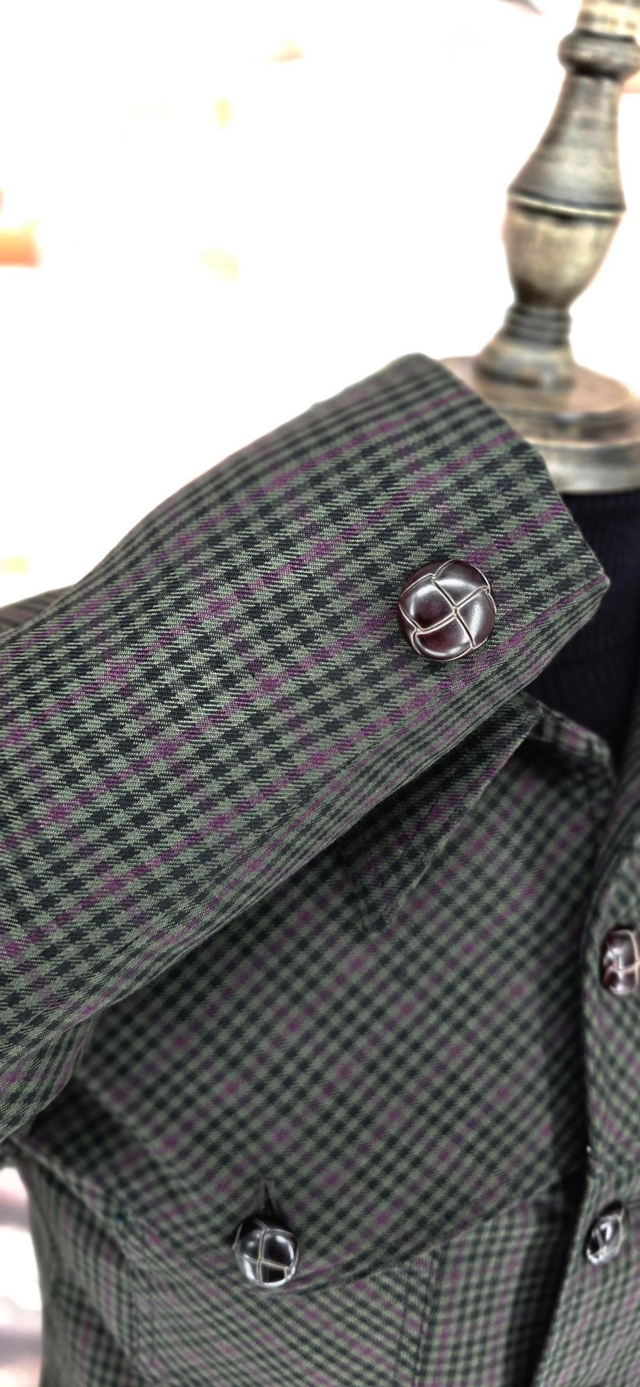 Cuthbert - Olive & Mauve Checked Jacket