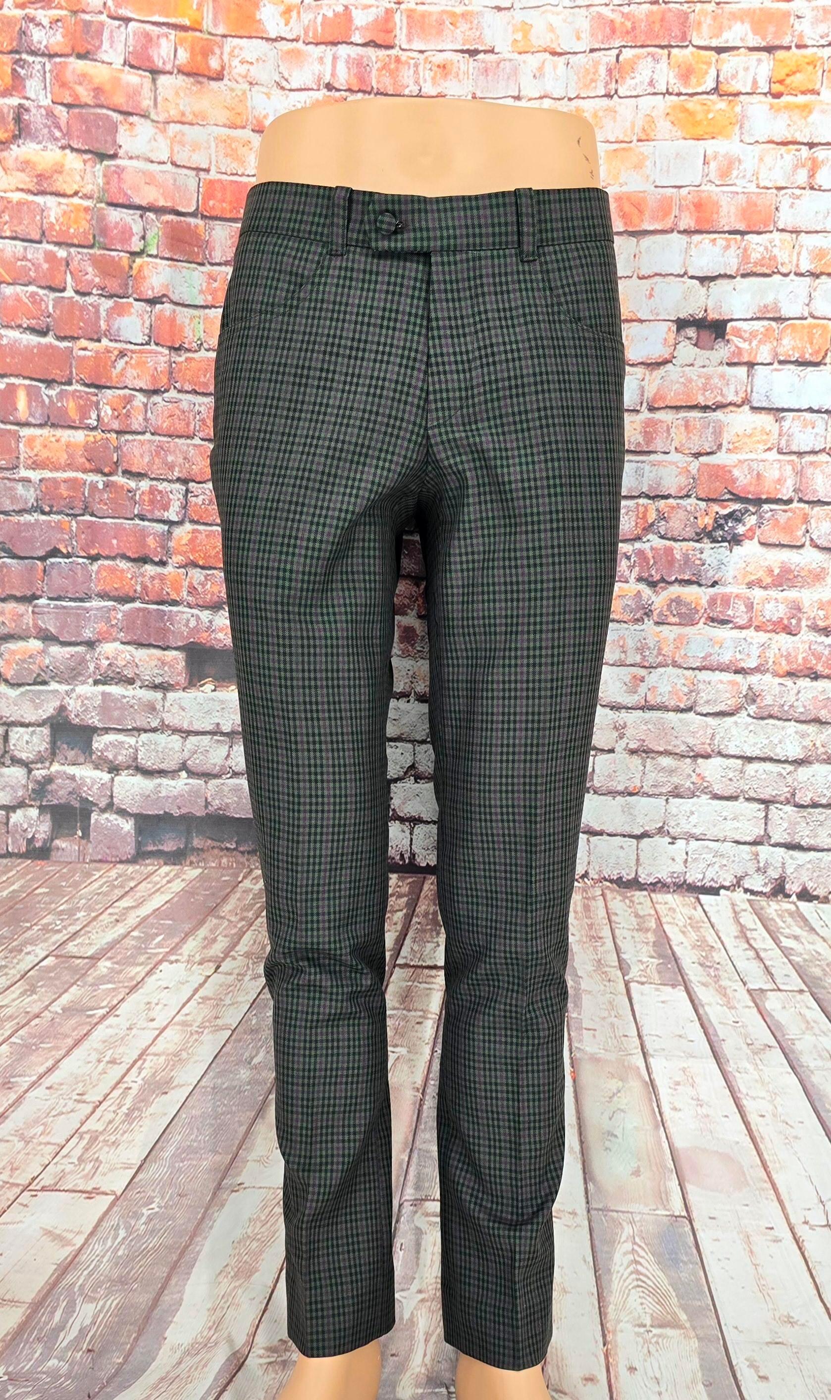 Cuthbert - Olive & Mauve Checked Trousers