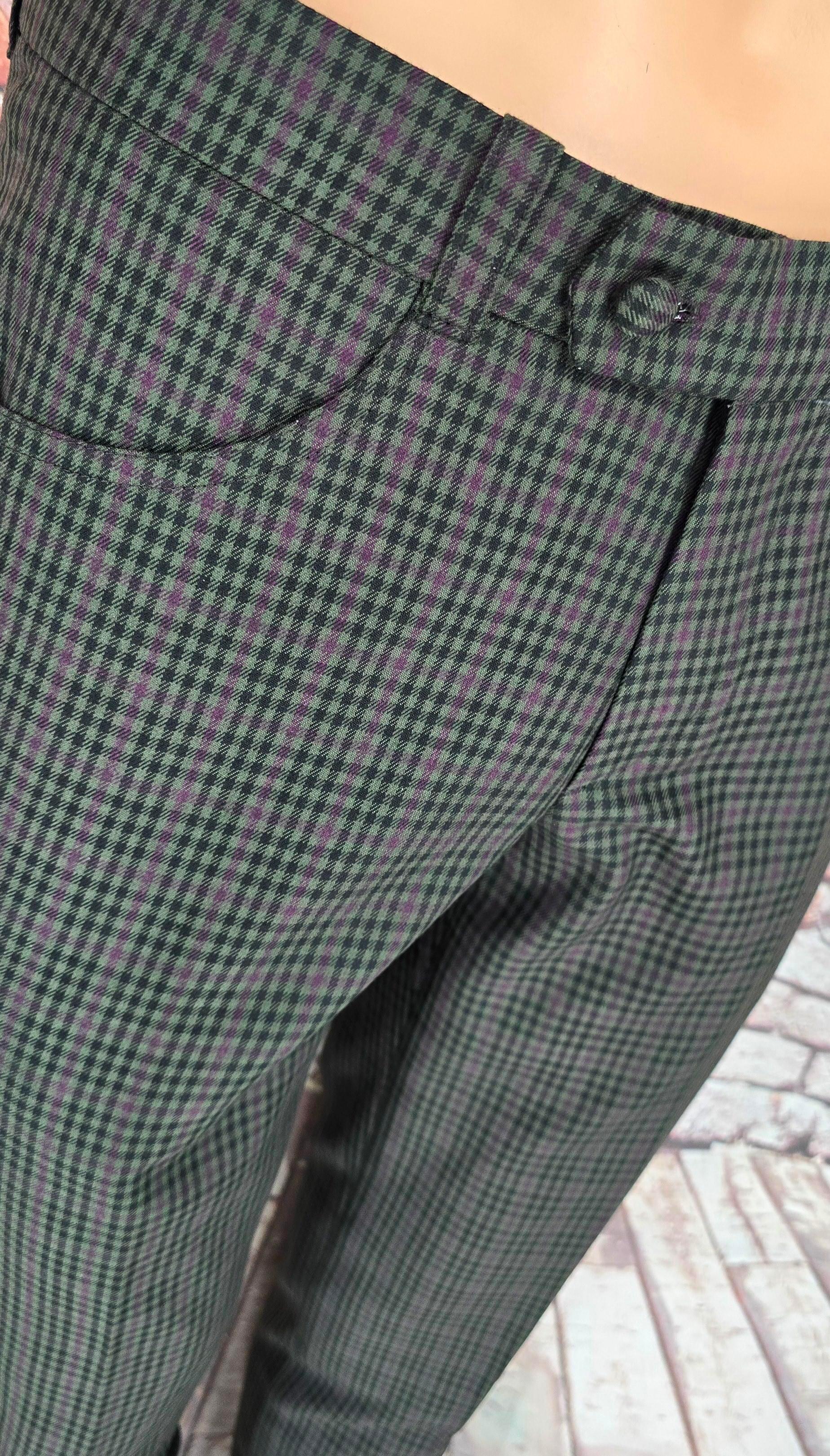 Cuthbert - Olive & Mauve Checked Trousers