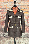 Claudia -  Women's Brown With Contrasting Detail Leather Jacket