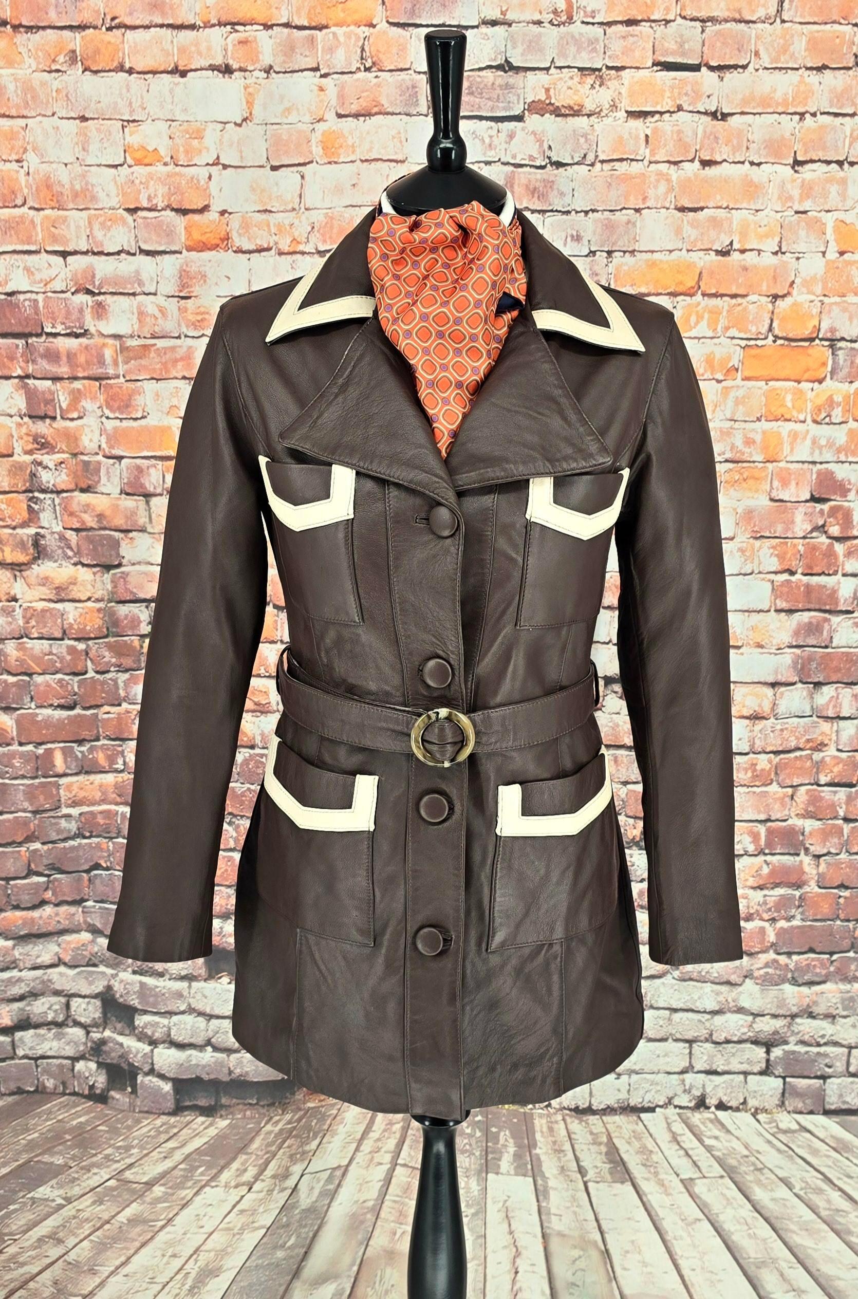 Claudia -  Women's Brown With Contrasting Detail Leather Jacket