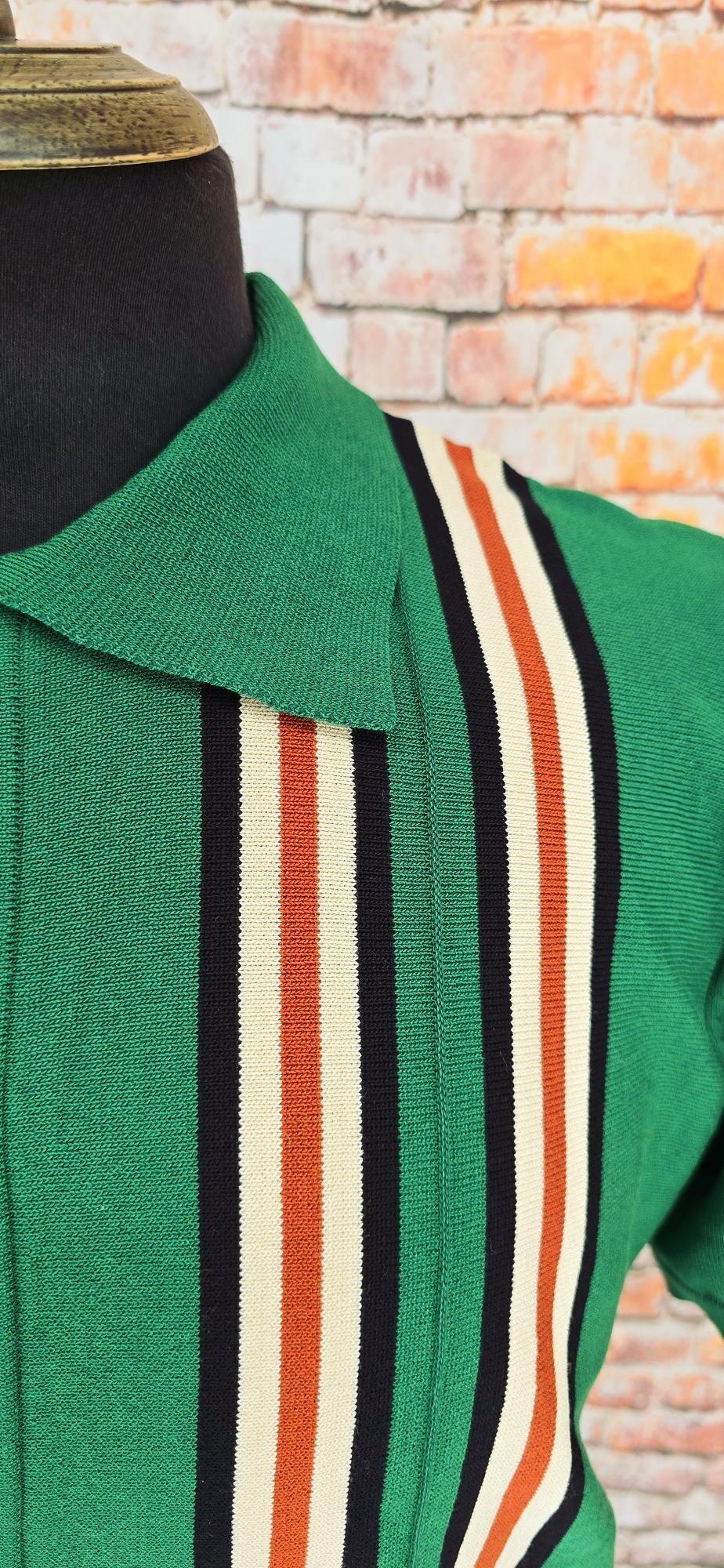 Green Cream Black & Orange Button Through Knitwear