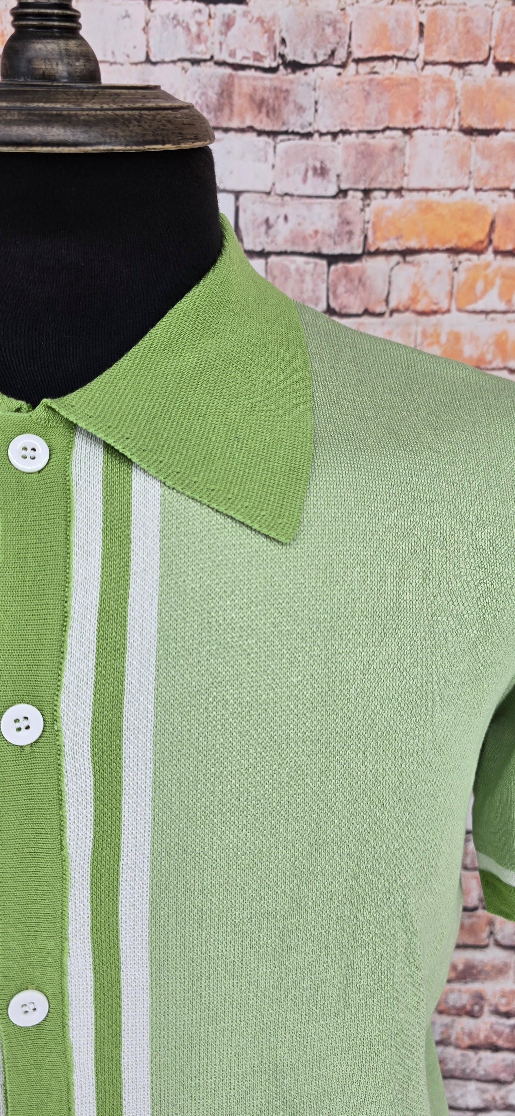 Lime Green & Cream Button Through Knitwear Top