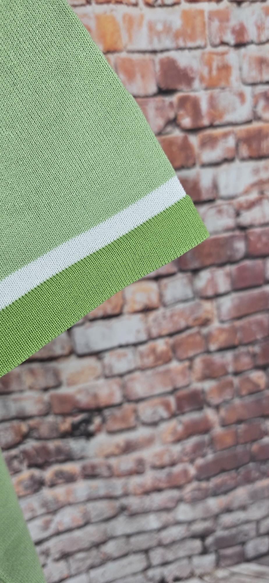Lime Green & Cream Button Through Knitwear Top