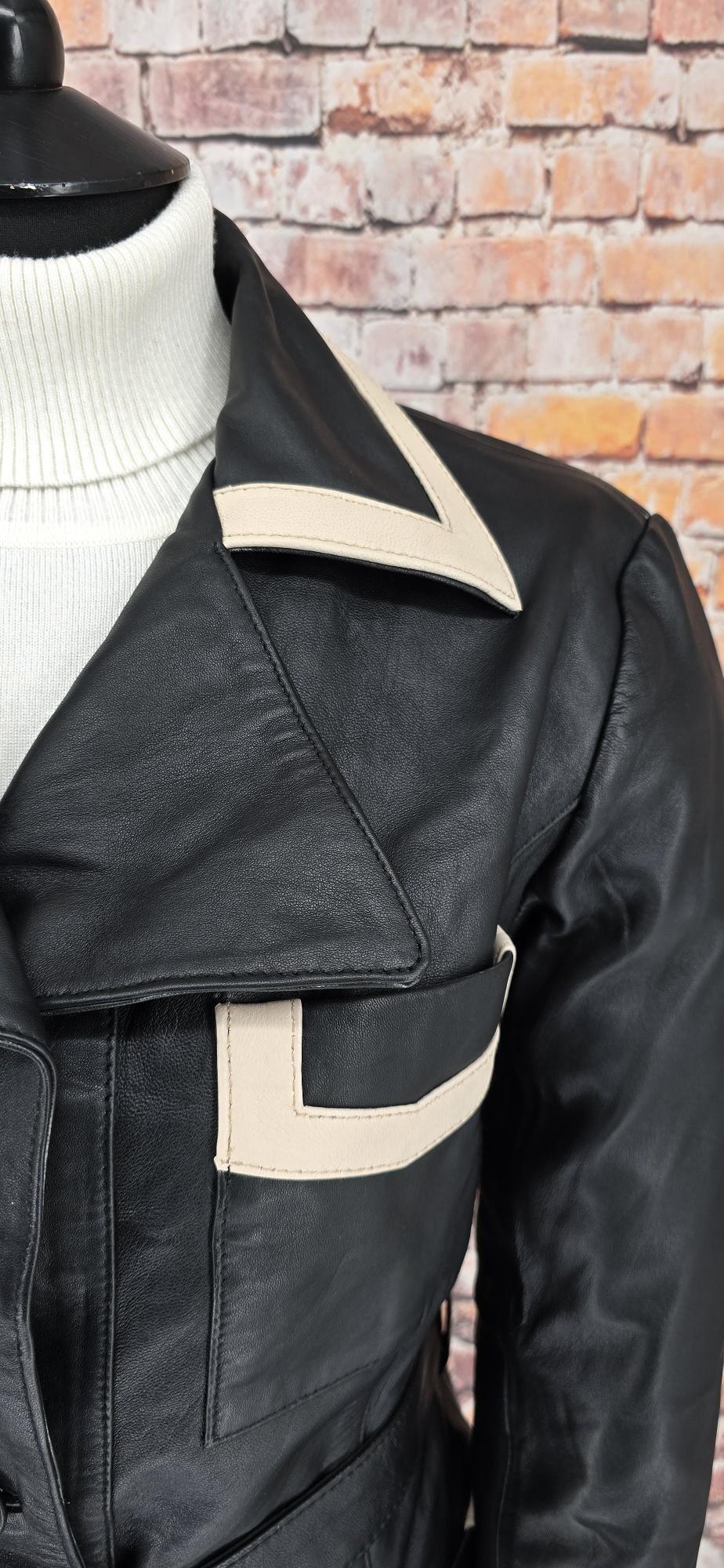 Claudia  -  Women's Black With Contrasting Detail Leather Jacket
