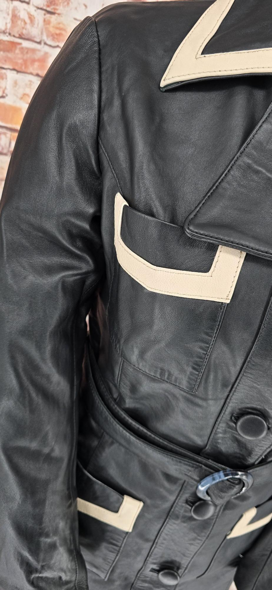 Claudia  -  Women's Black With Contrasting Detail Leather Jacket