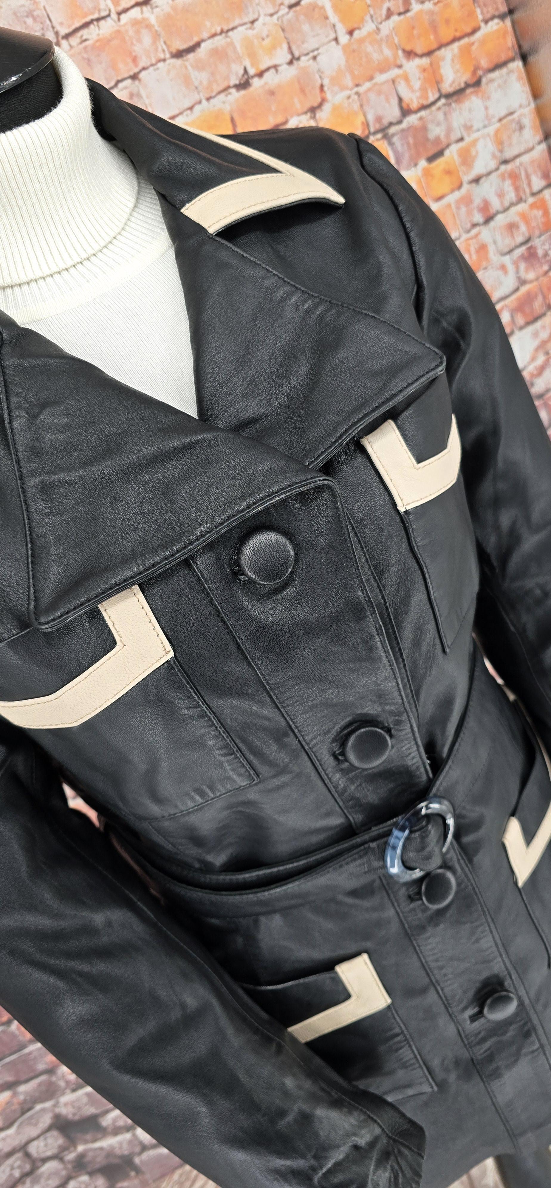 Claudia  -  Women's Black With Contrasting Detail Leather Jacket
