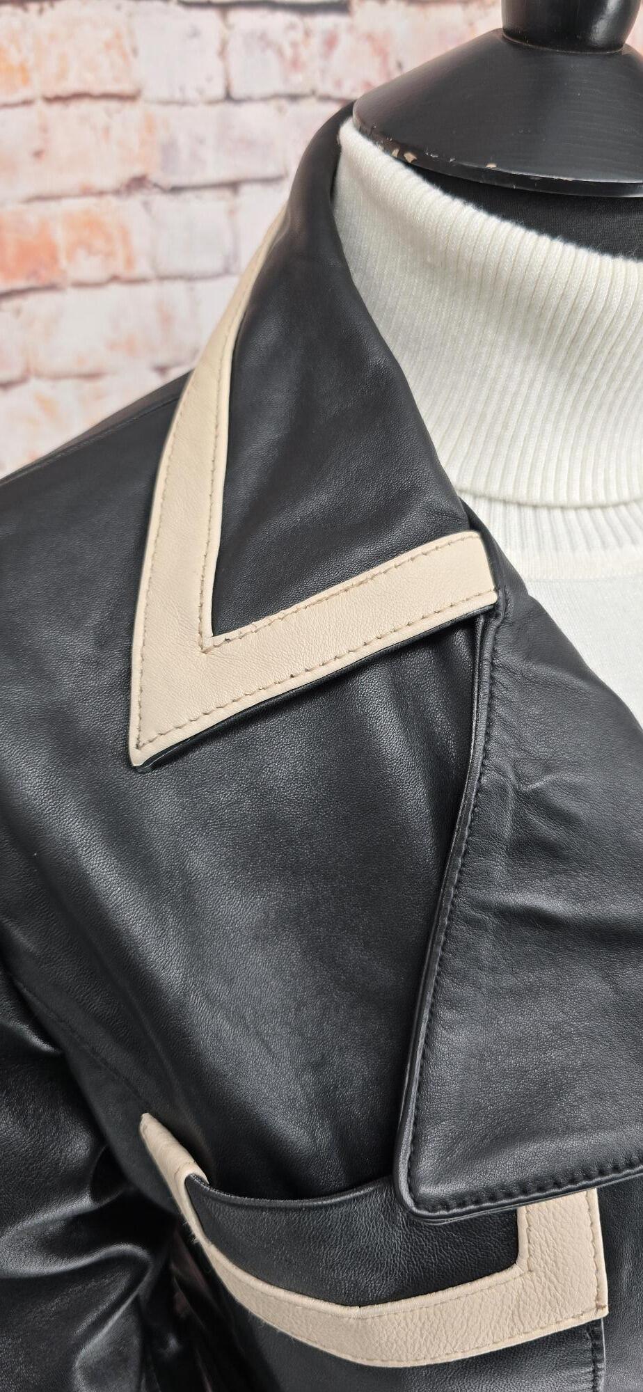 Claudia  -  Women's Black With Contrasting Detail Leather Jacket