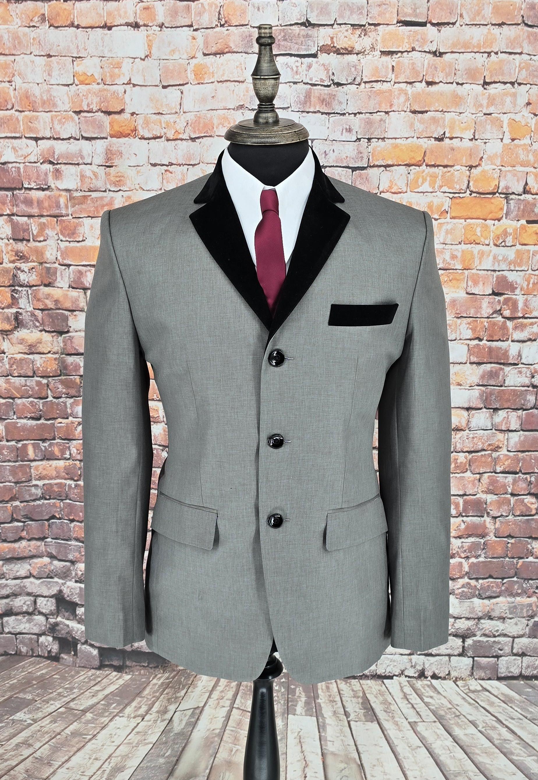 Strypes -  Grey Marl Jacket With Black Velvet Collar