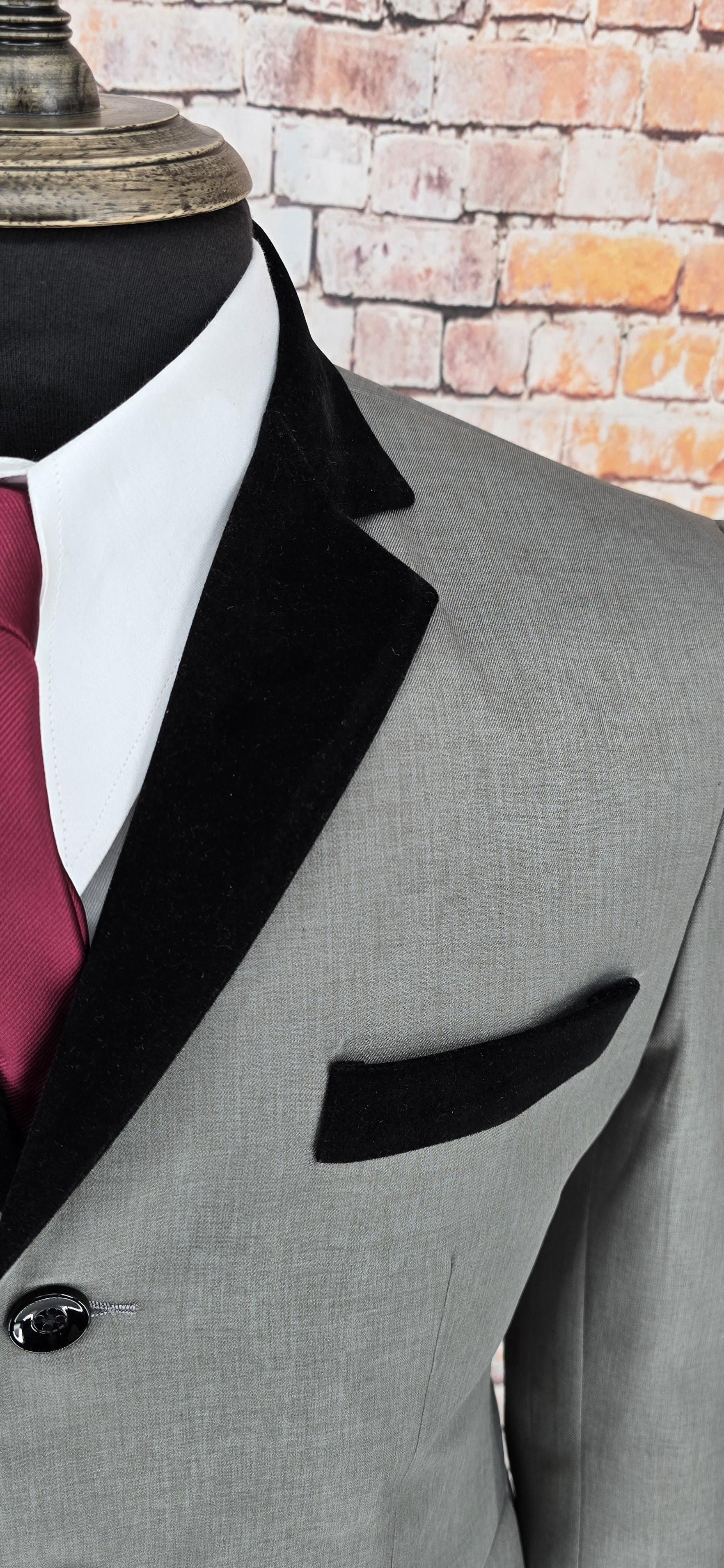 Strypes -  Grey Marl Jacket With Black Velvet Collar
