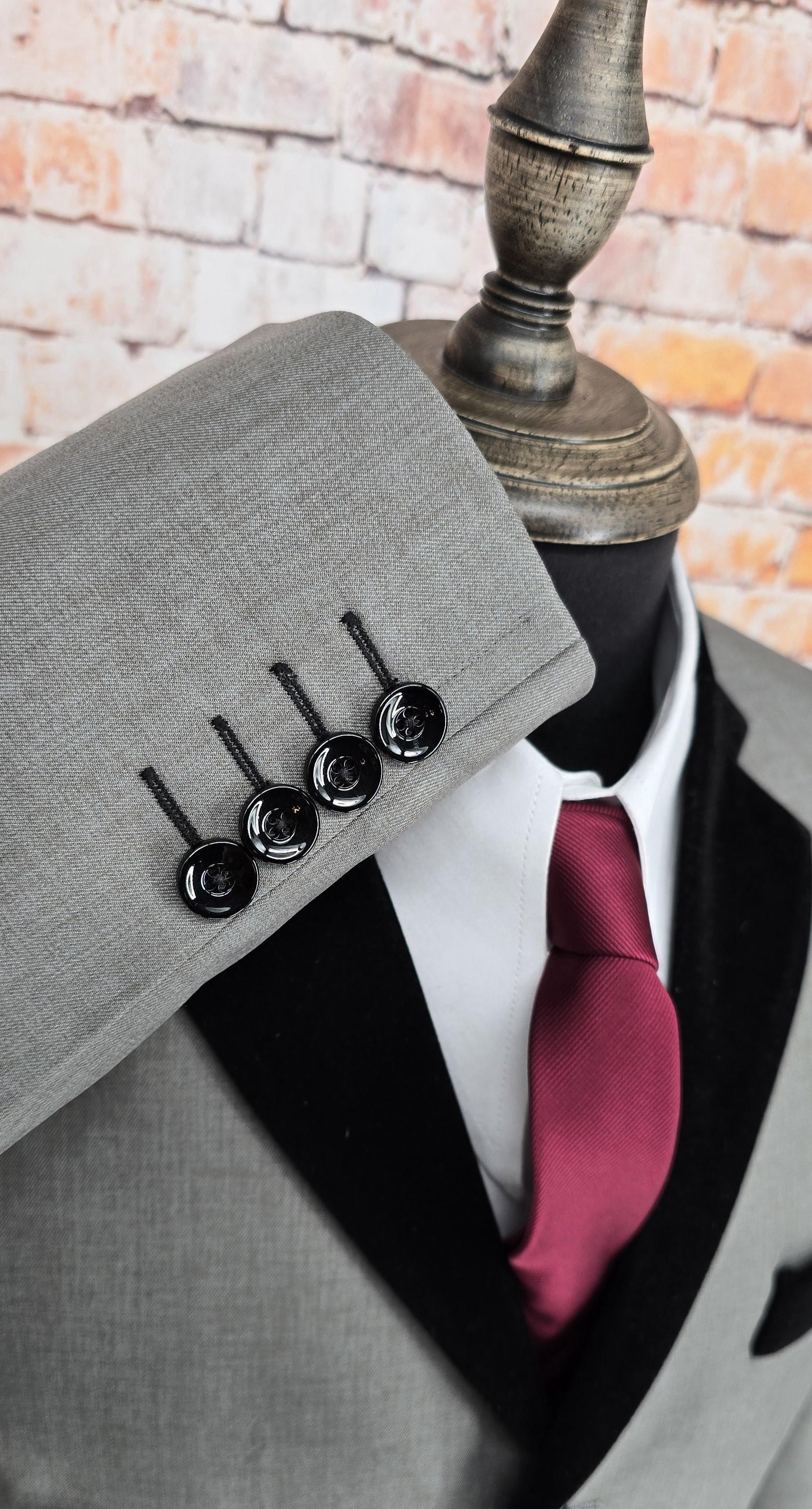 Strypes -  Grey Marl Jacket With Black Velvet Collar