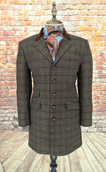 Morton - Brown checked Overcoat With Velvet Collar.