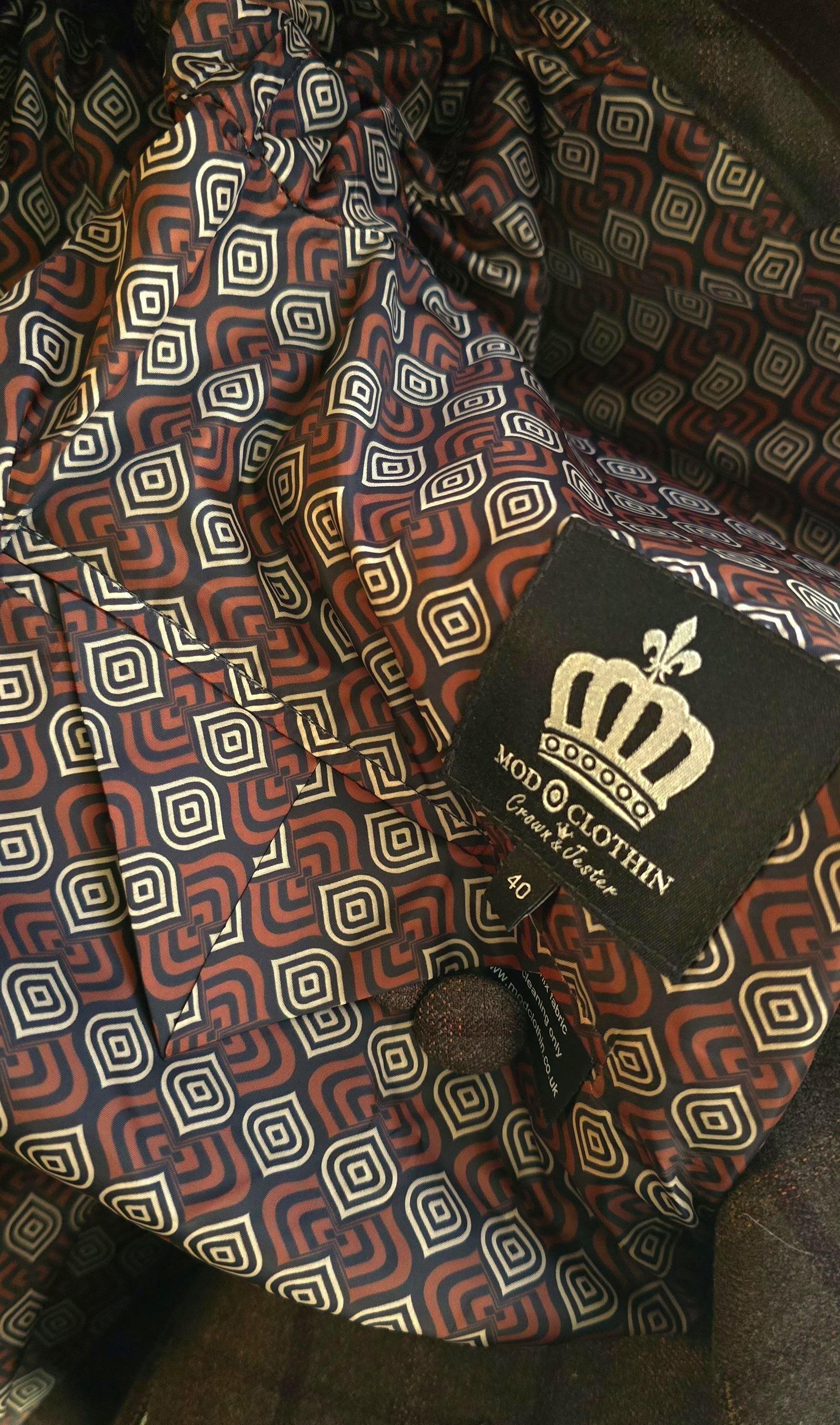 Morton - Brown checked Overcoat With Velvet Collar.