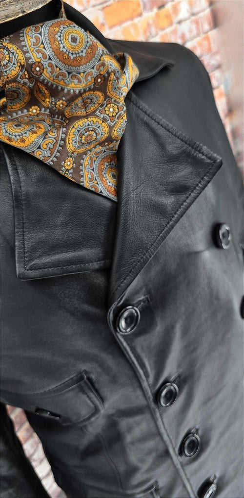 Benson - Black Leather Double Breasted Jacket