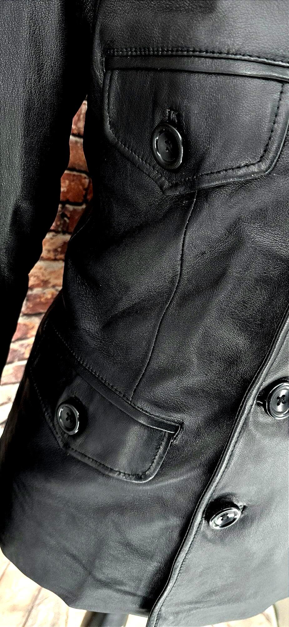 Benson - Black Leather Double Breasted Jacket