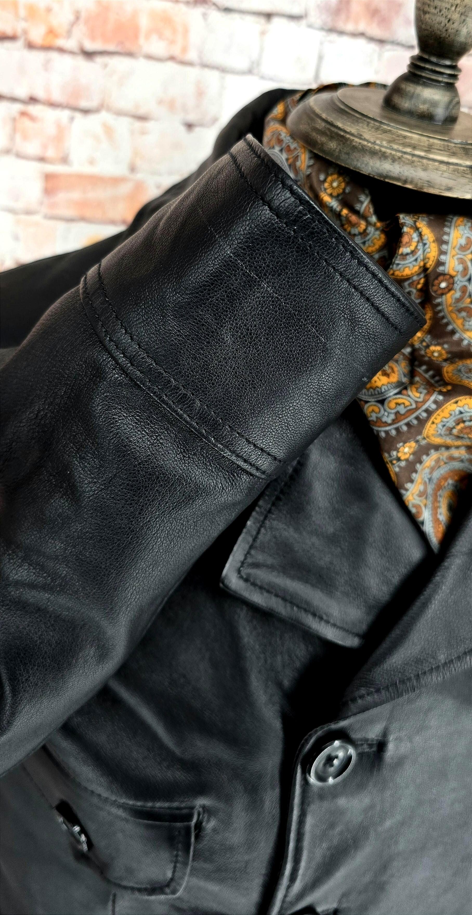 Benson - Black Leather Double Breasted Jacket