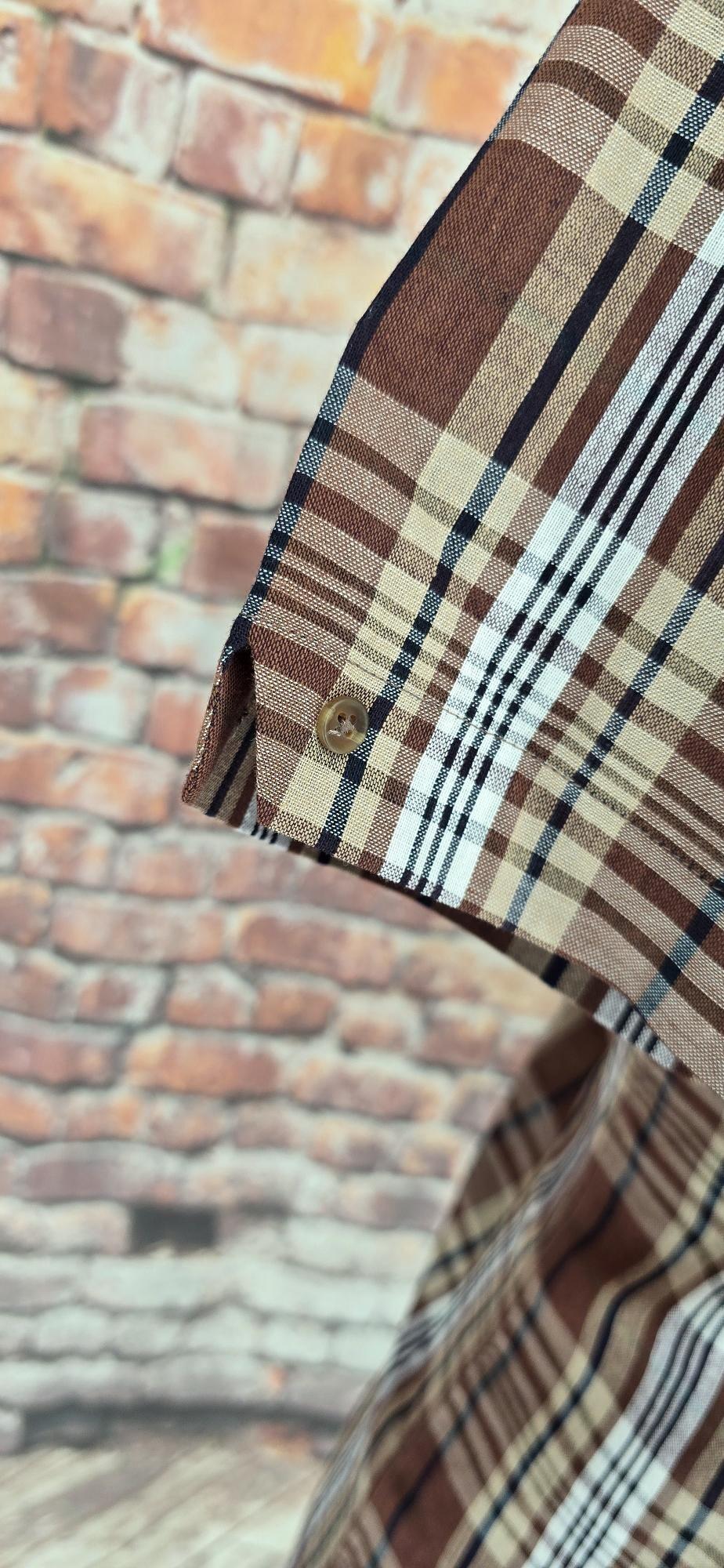 Patrice - Brown & White Checked Shirt