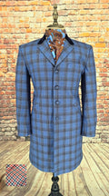 Bailey -  Blue Checked Overcoat.