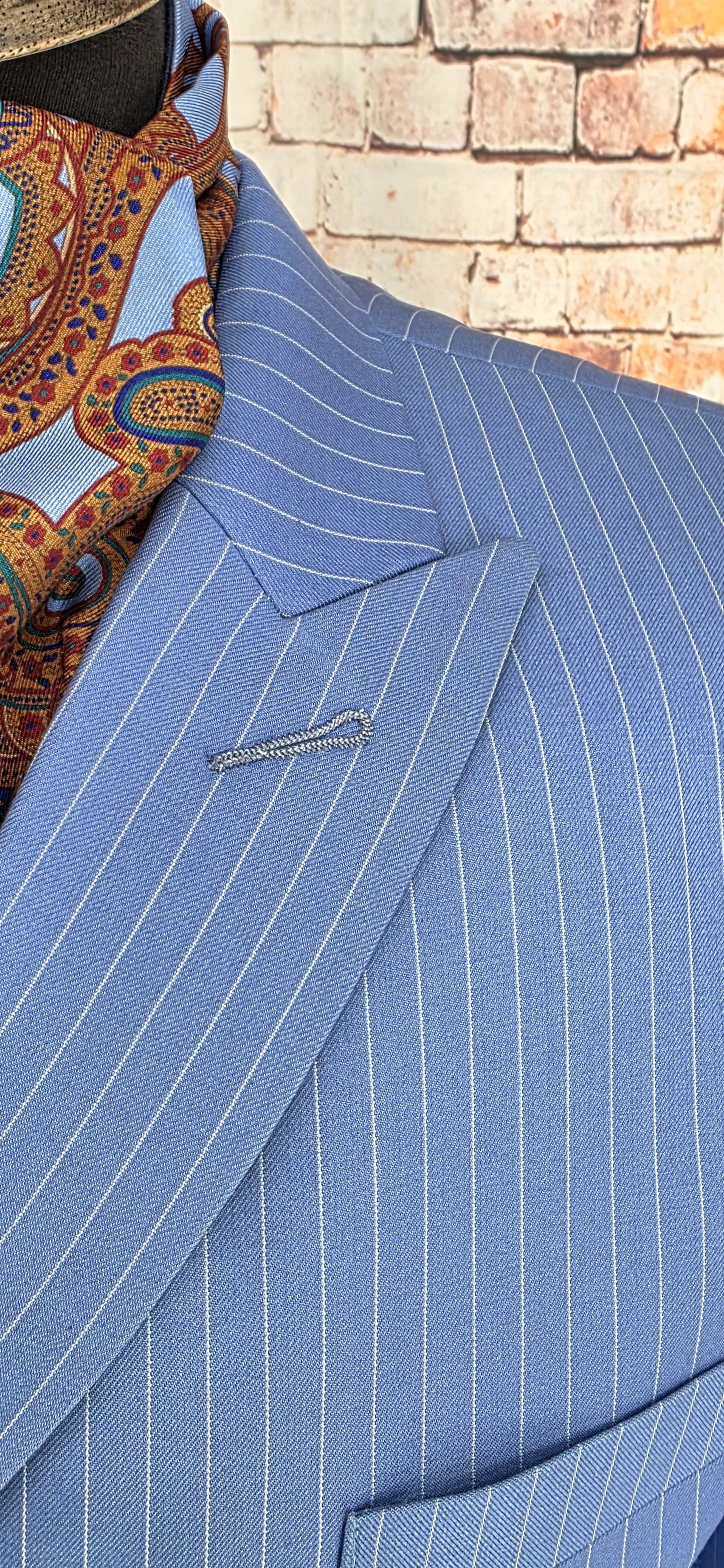 Montgomery -  Sky Blue With White Pinstripe Double Breasted Suit