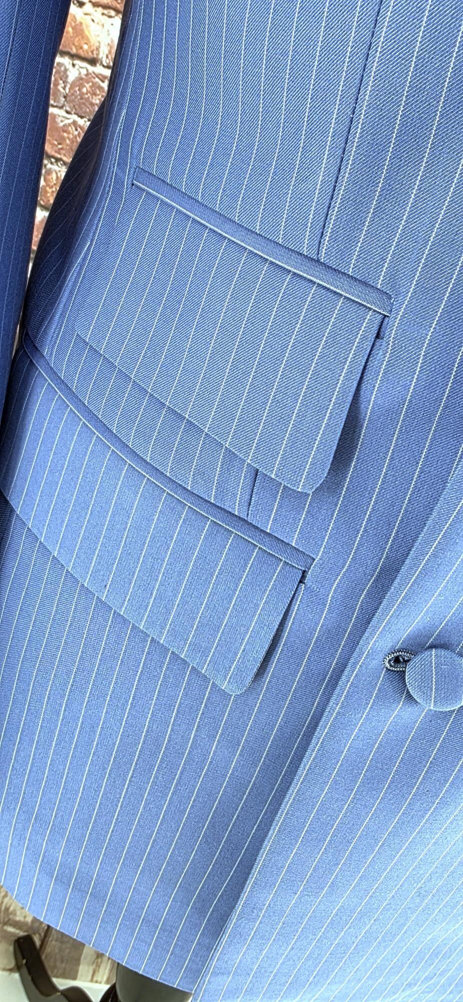 Montgomery -  Sky Blue With White Pinstripe Double Breasted Suit