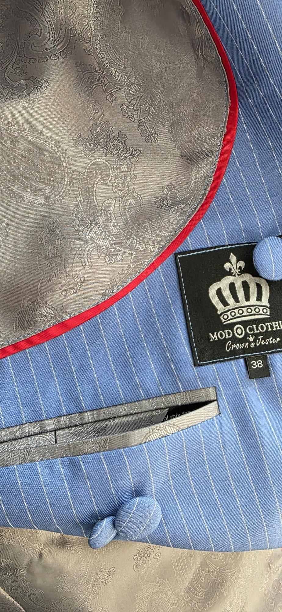 Montgomery -  Sky Blue With White Pinstripe Double Breasted Suit