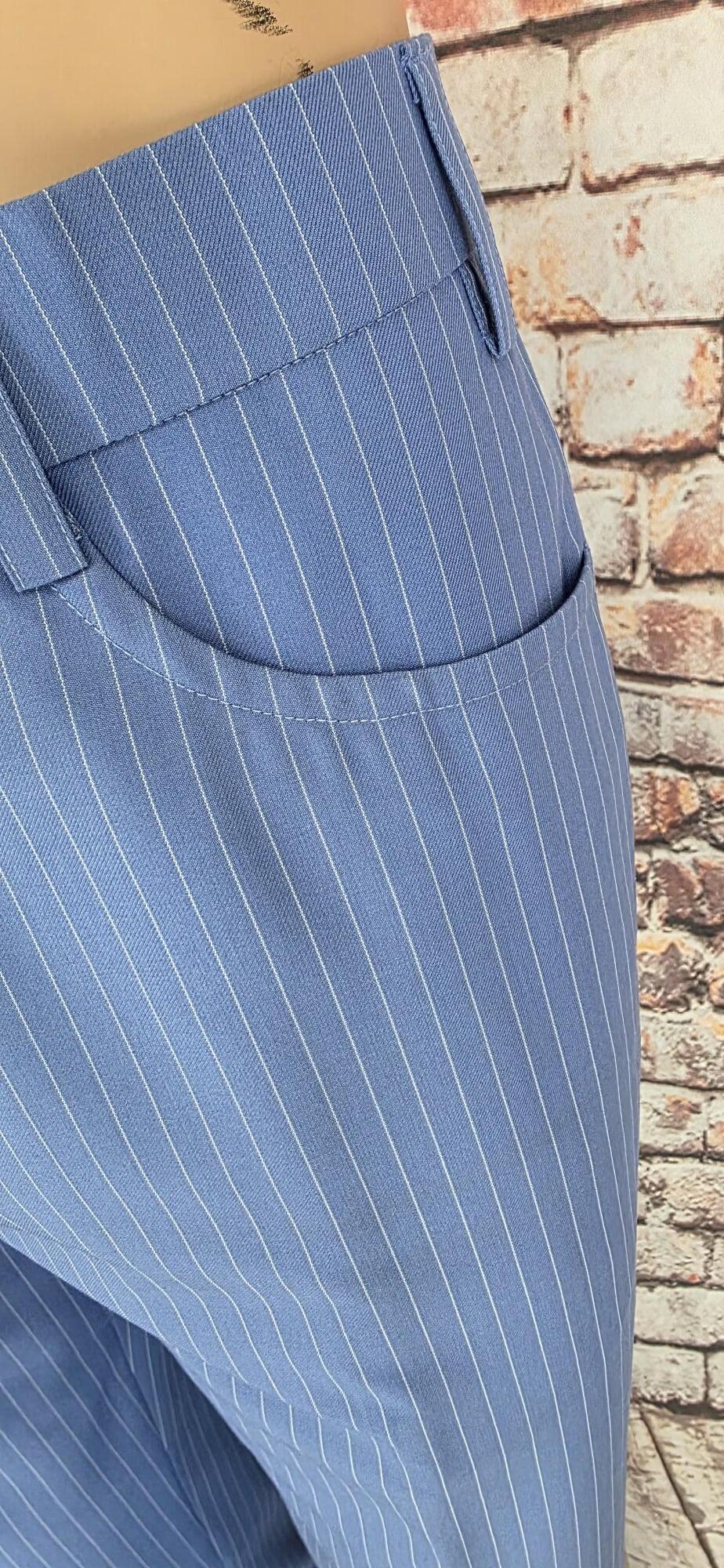 Montgomery -  Sky Blue With White Pinstripe Double Breasted Suit